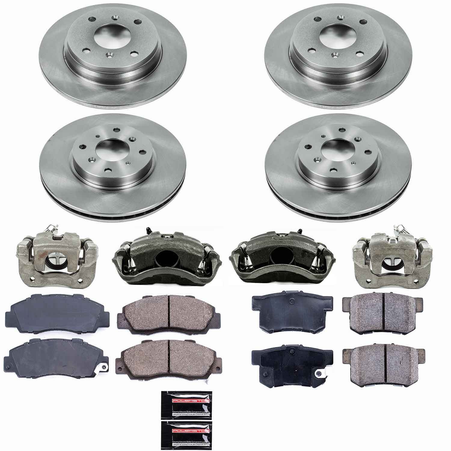 Power Stop - KCOE1038 - Front and Rear - Disc Brake Pad/Caliper and Rotor Kit image 1