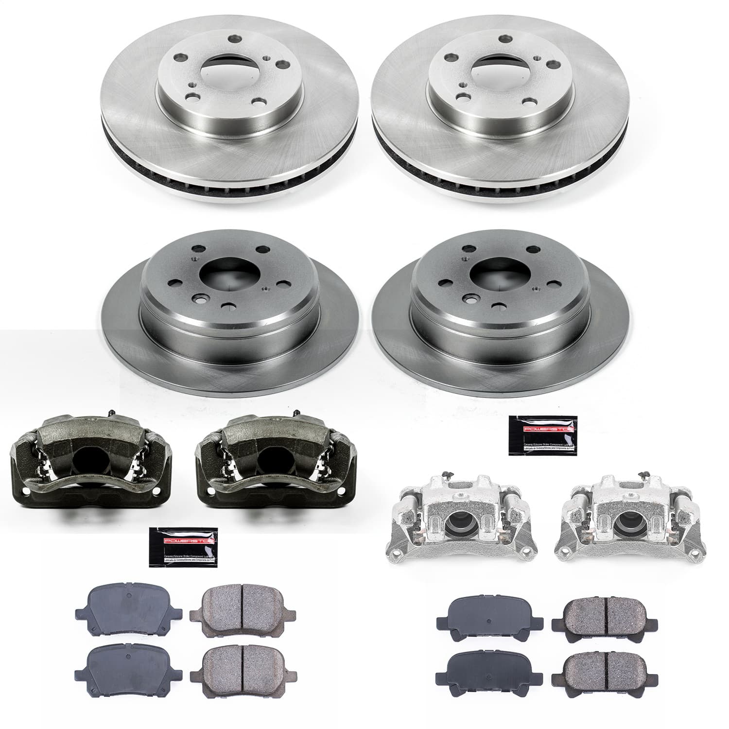 Power Stop - KCOE1060A - Front and Rear - Disc Brake Pad/Caliper and Rotor Kit image 1