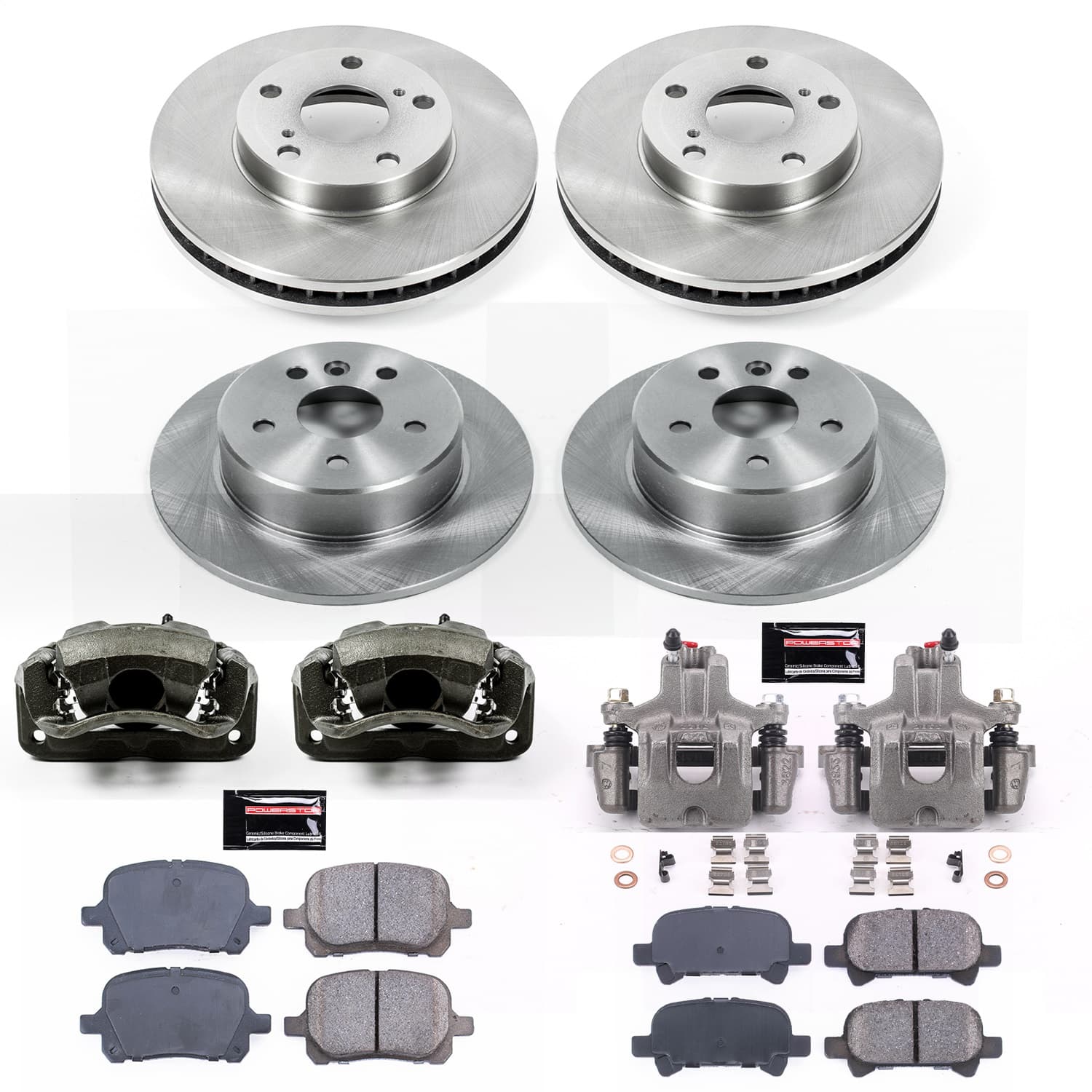 Power Stop - KCOE1063 - Front and Rear - Disc Brake Pad/Caliper and Rotor Kit image 1