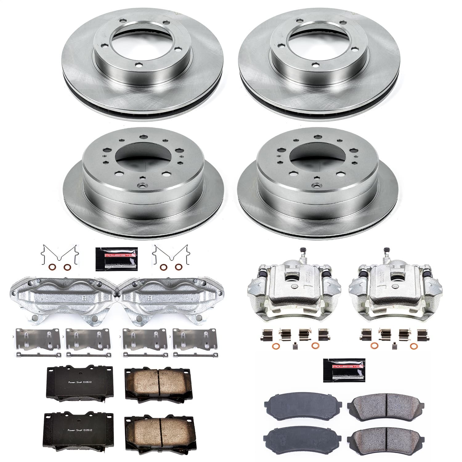 Power Stop - KCOE1133 - Front and Rear - Disc Brake Pad/Caliper and Rotor Kit image 1