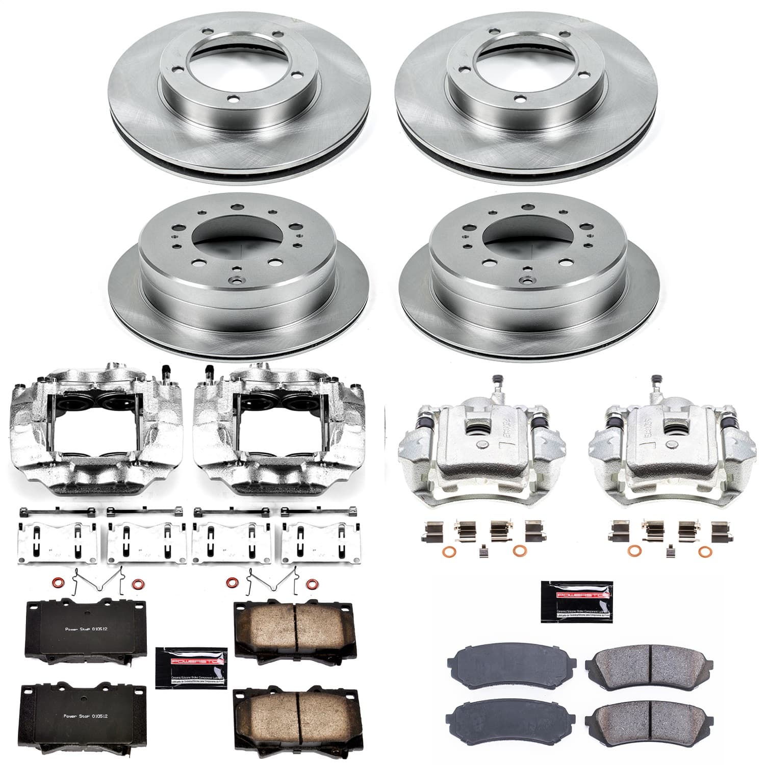 Power Stop - KCOE1133A - Front and Rear - Disc Brake Pad/Caliper and Rotor Kit image 1