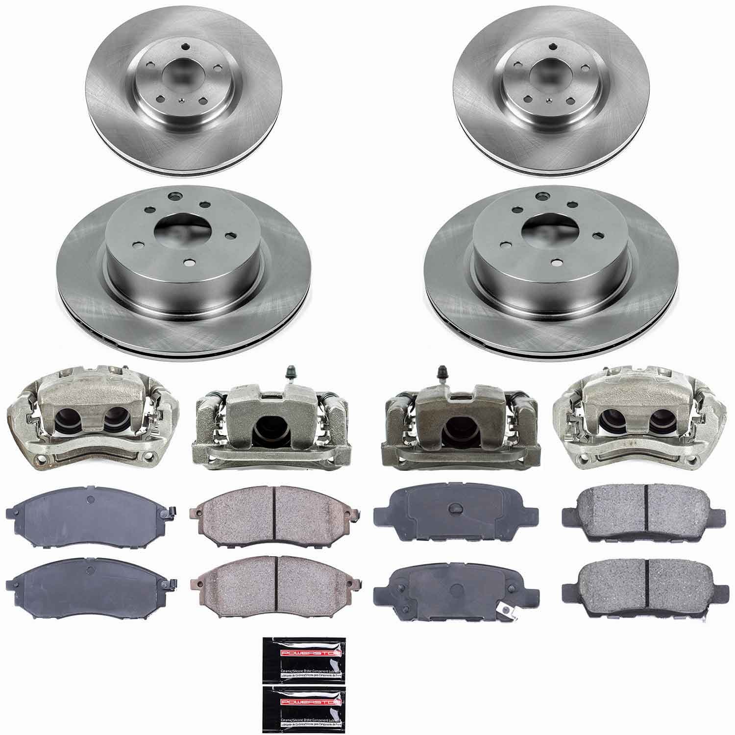 Power Stop - KCOE114A - Front and Rear - Disc Brake Pad/Caliper and Rotor Kit image 1