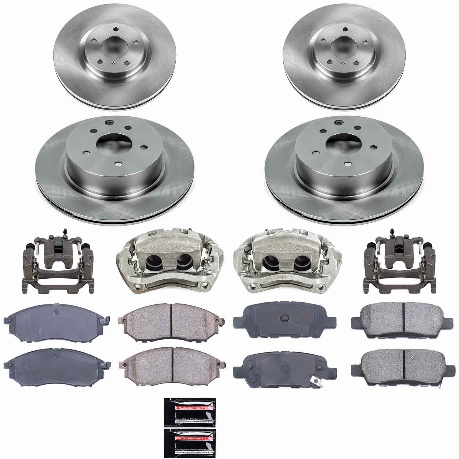 Power Stop - KCOE114B - Front and Rear - Disc Brake Pad/Caliper and Rotor Kit image 1