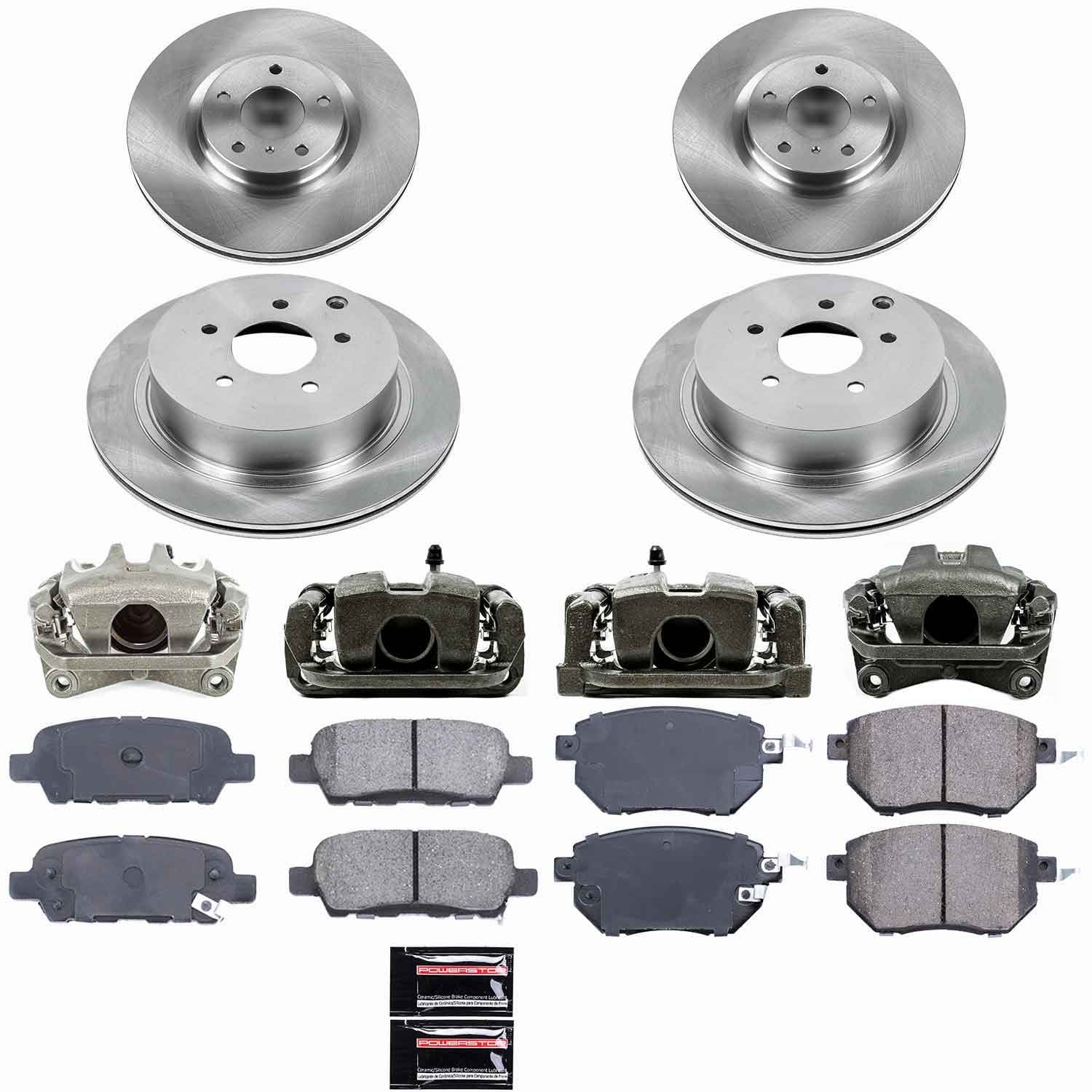 Power Stop - KCOE119 - Front and Rear - Disc Brake Pad/Caliper and Rotor Kit image 1