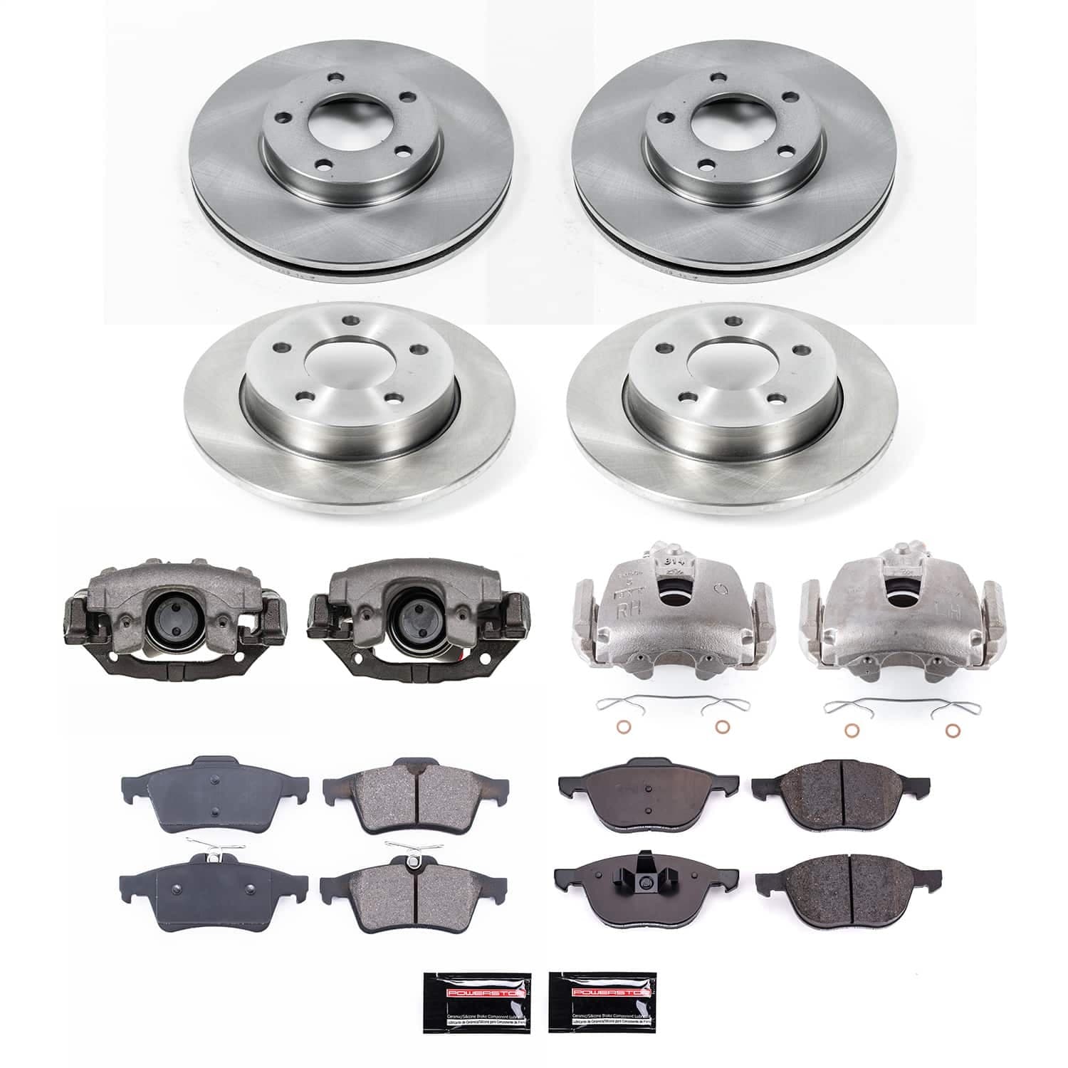 Power Stop - KCOE121B - Front and Rear - Disc Brake Pad/Caliper and Rotor Kit image 1