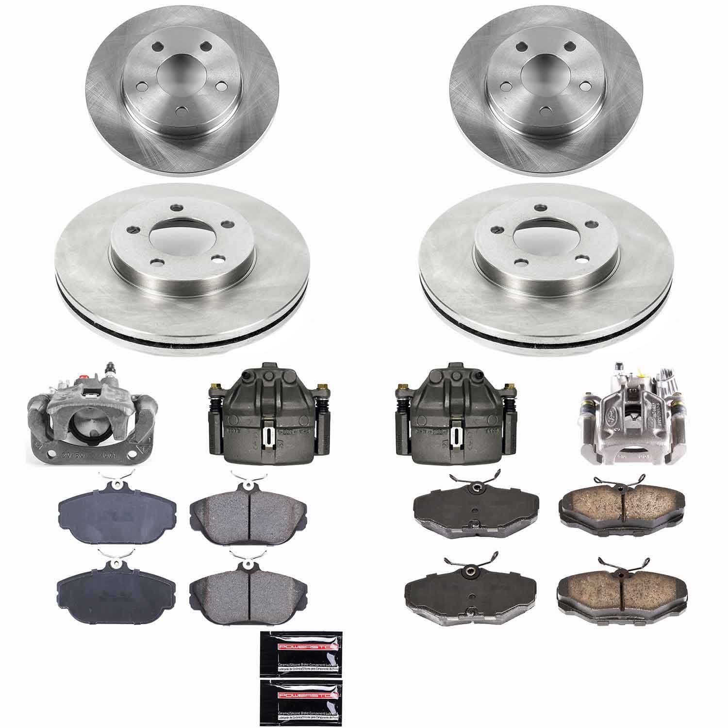 Power Stop - KCOE1328 - Front and Rear - Disc Brake Pad/Caliper and Rotor Kit image 1