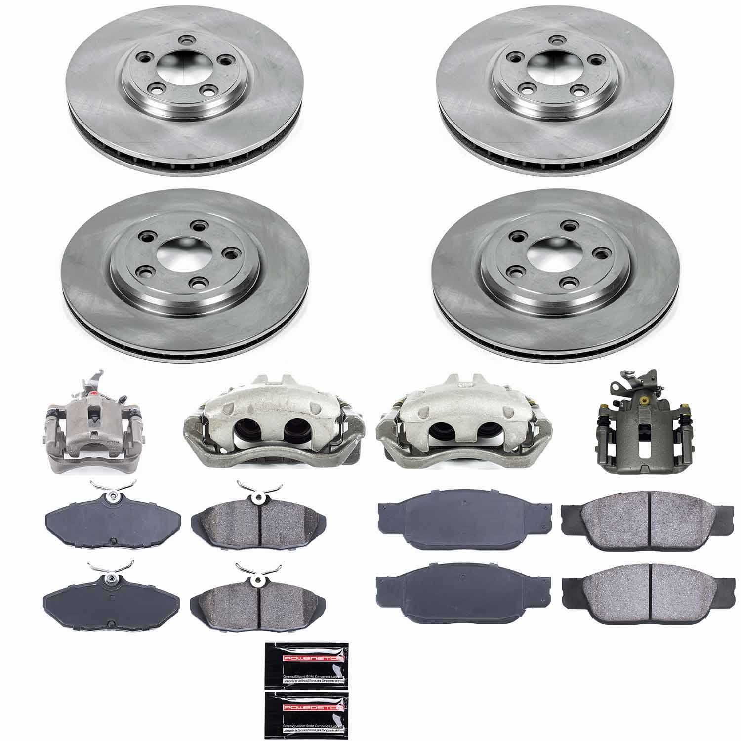 Power Stop - KCOE1352 - Front and Rear - Disc Brake Pad/Caliper and Rotor Kit image 1