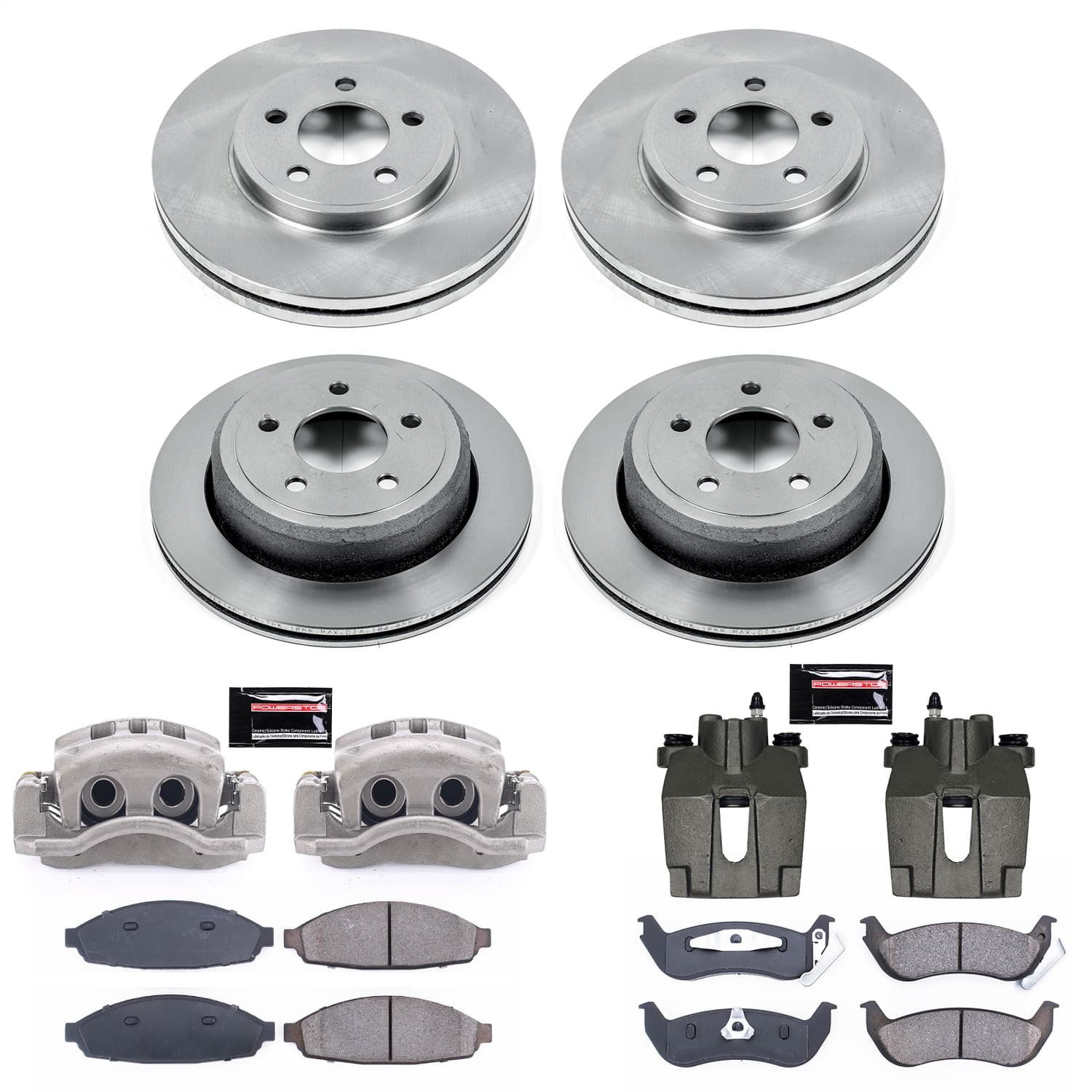 Power Stop - KCOE1365 - Front and Rear - Disc Brake Pad/Caliper and Rotor Kit image 1