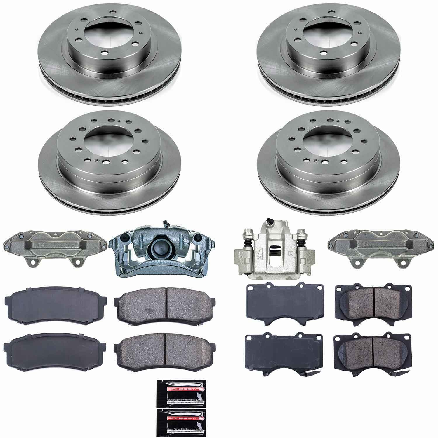 Power Stop - KCOE138 - Front and Rear - Disc Brake Pad/Caliper and Rotor Kit image 1