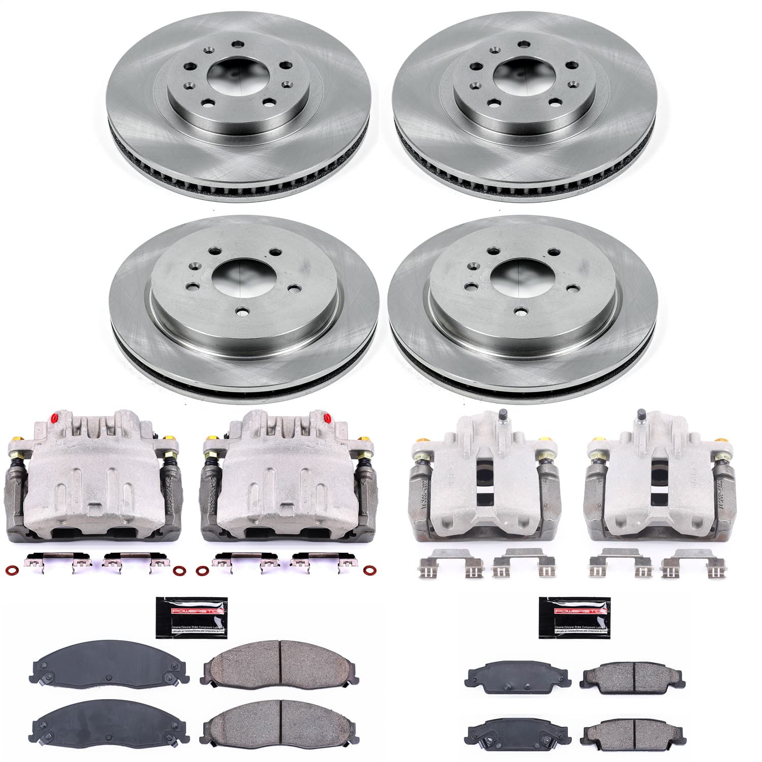 Power Stop - KCOE1420 - Front and Rear - Disc Brake Pad/Caliper and Rotor Kit image 1