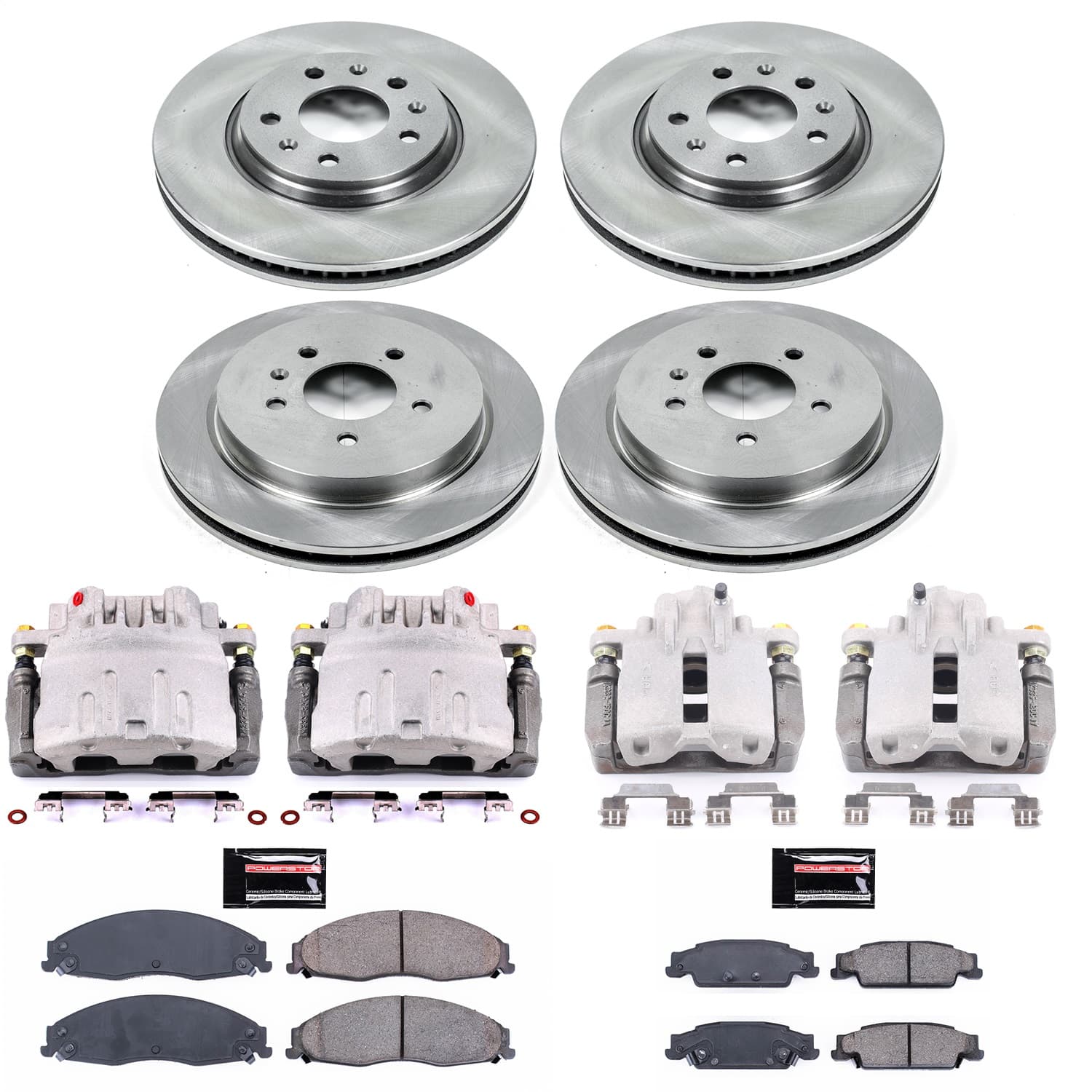 Power Stop - KCOE1424 - Front and Rear - Disc Brake Pad/Caliper and Rotor Kit image 1