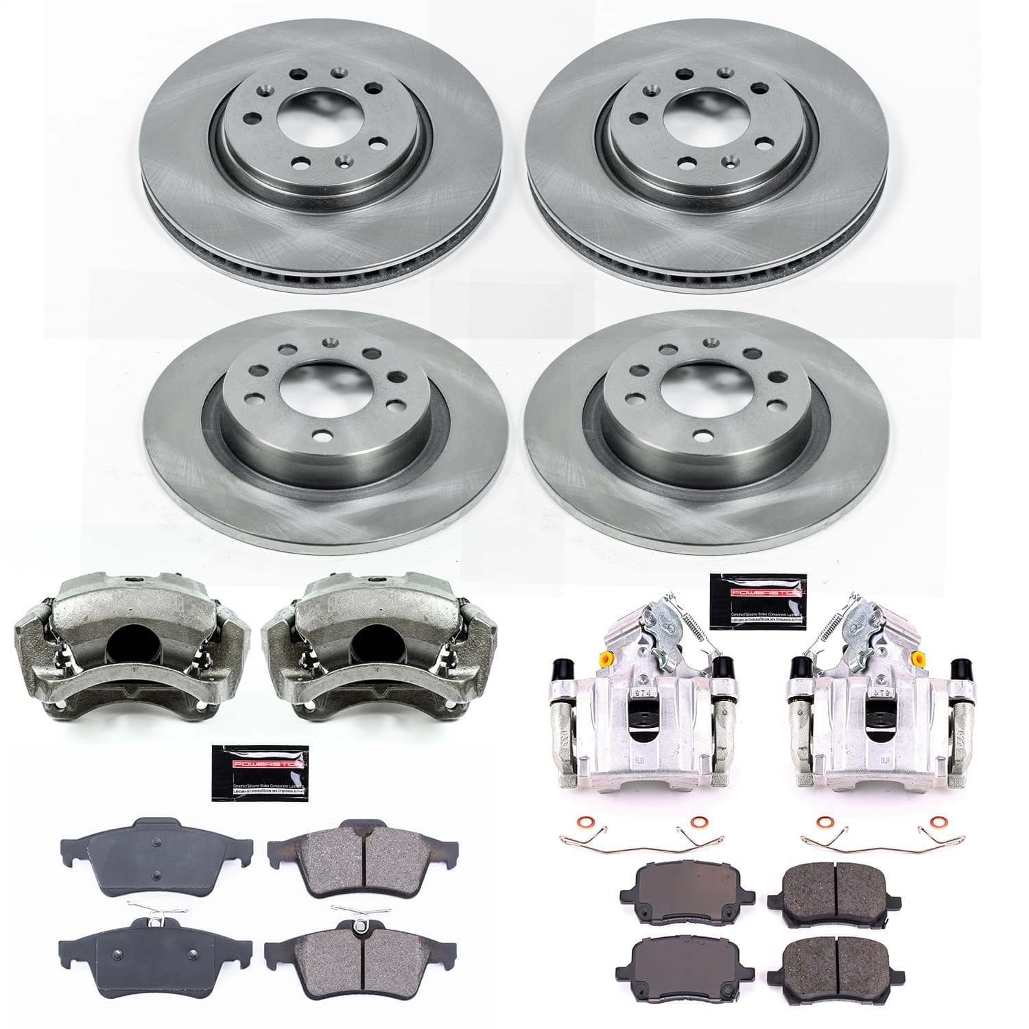 Power Stop - KCOE1434 - Front and Rear - Disc Brake Pad/Caliper and Rotor Kit image 1