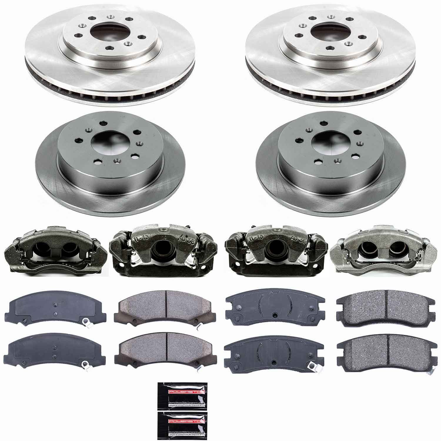 Power Stop - KCOE1438 - Front and Rear - Disc Brake Pad/Caliper and Rotor Kit image 1