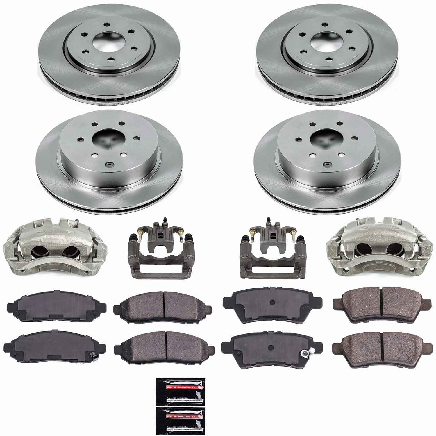 Power Stop - KCOE144 - Front and Rear - Disc Brake Pad/Caliper and Rotor Kit image 1