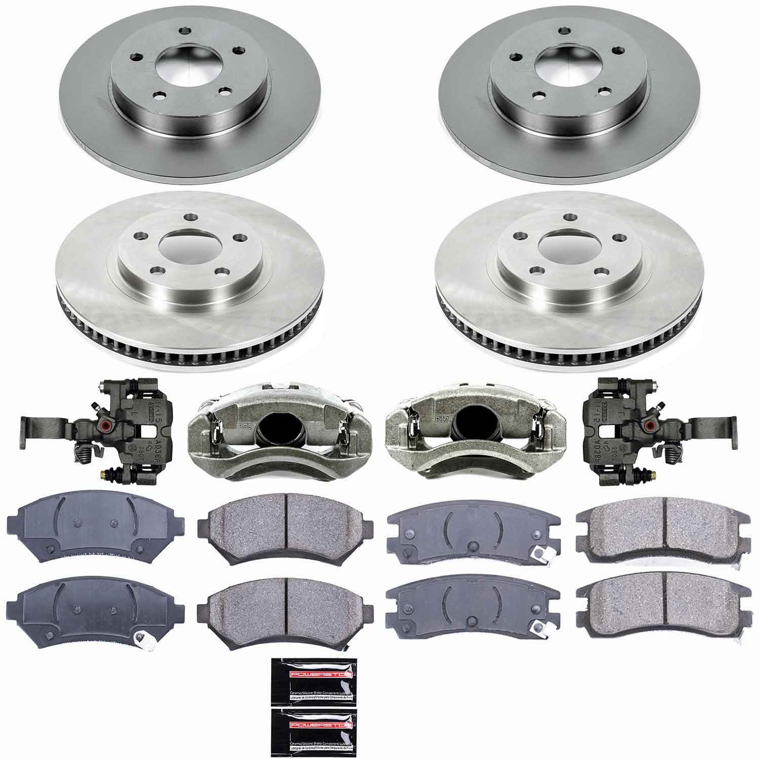 Power Stop - KCOE1543F - Front and Rear - Disc Brake Pad/Caliper and Rotor Kit image 1