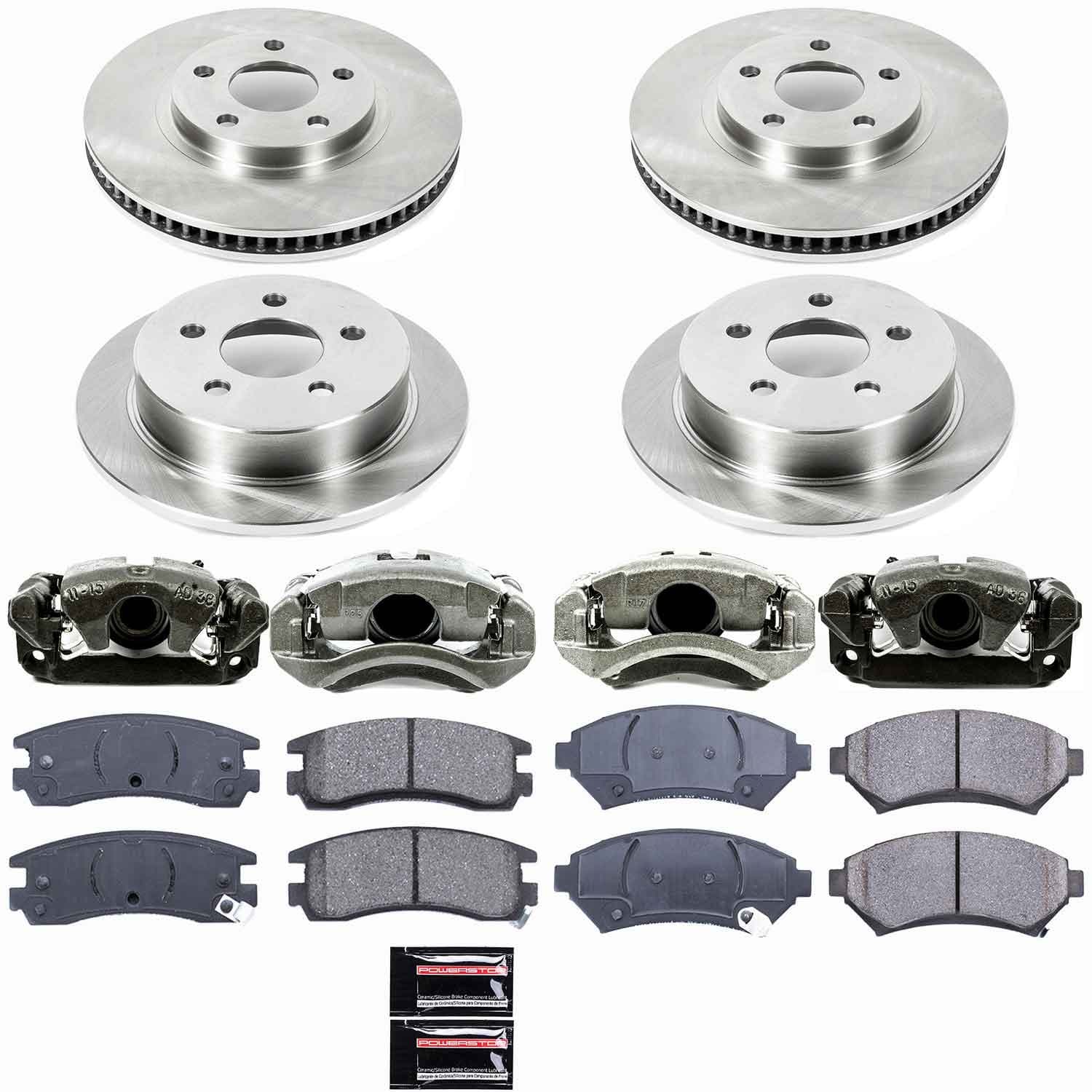 Power Stop - KCOE1544 - Front and Rear - Disc Brake Pad/Caliper and Rotor Kit image 1