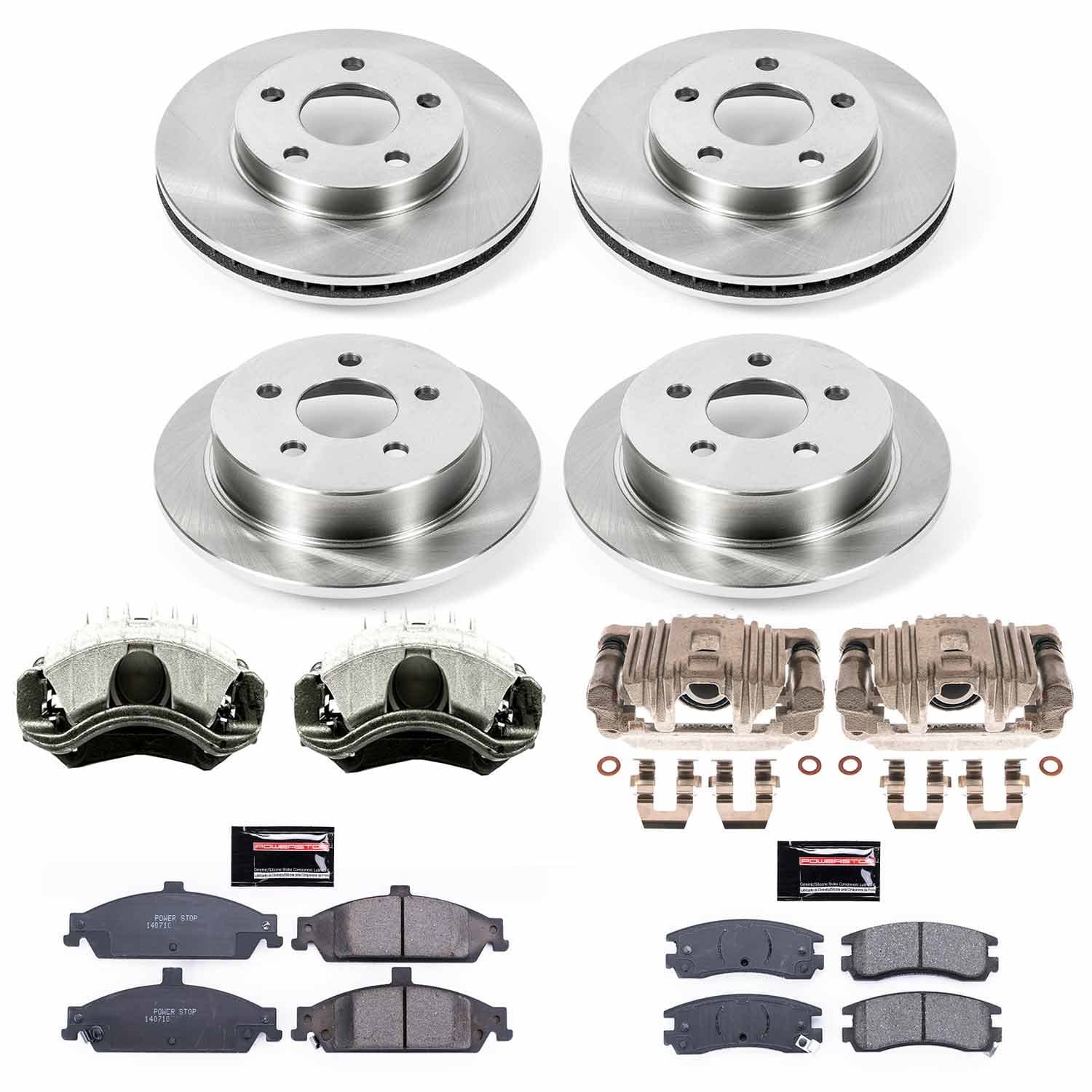Power Stop - KCOE1552 - Front and Rear - Disc Brake Pad/Caliper and Rotor Kit image 1