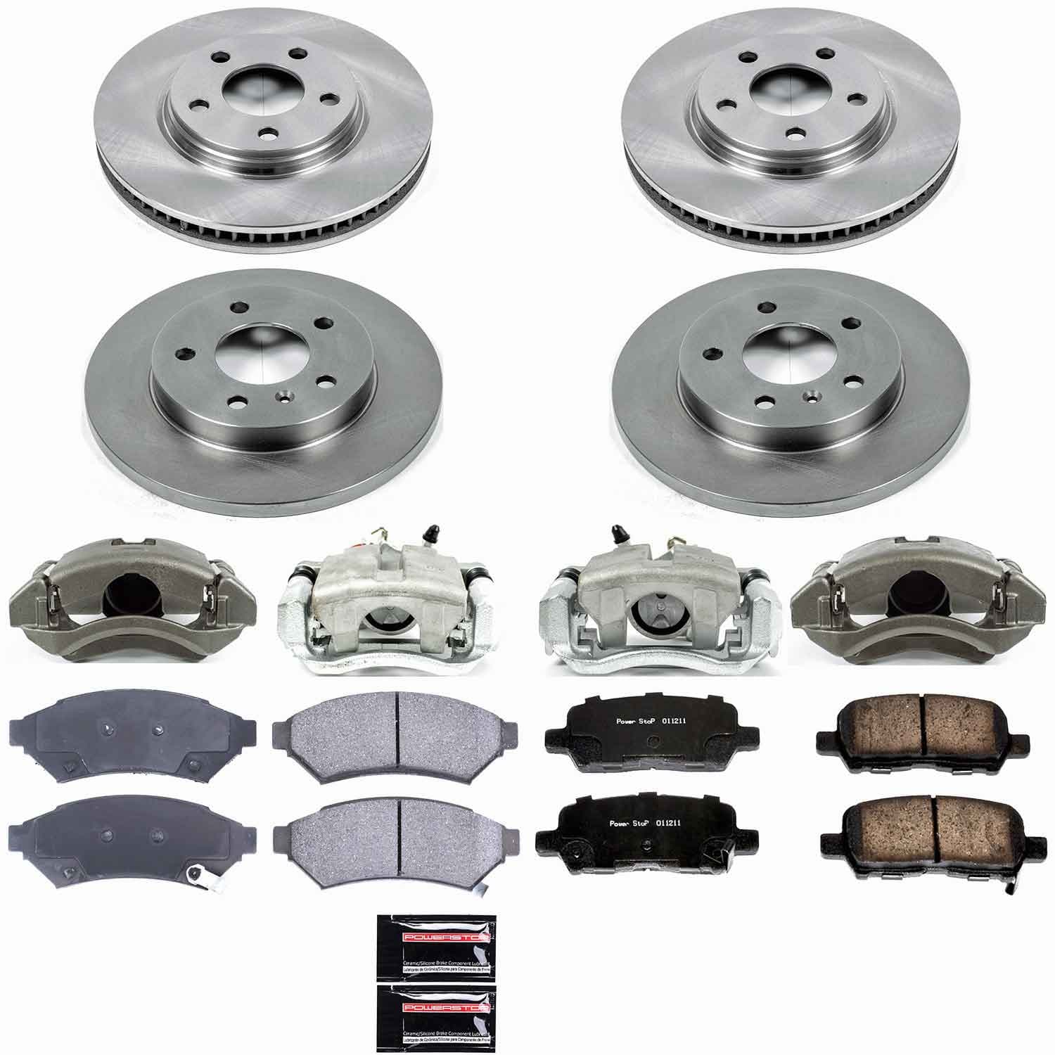 Power Stop - KCOE1589 - Front and Rear - Disc Brake Pad/Caliper and Rotor Kit image 1