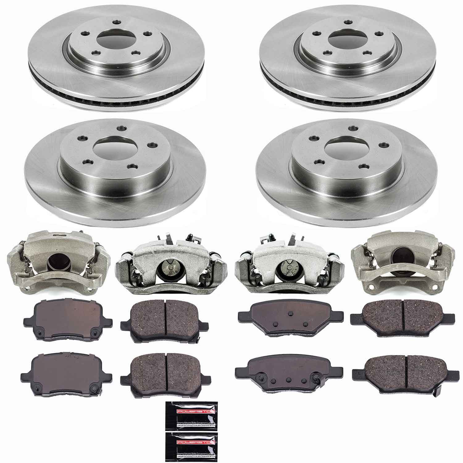 Power Stop - KCOE1612 - Front and Rear - Disc Brake Pad/Caliper and Rotor Kit image 1