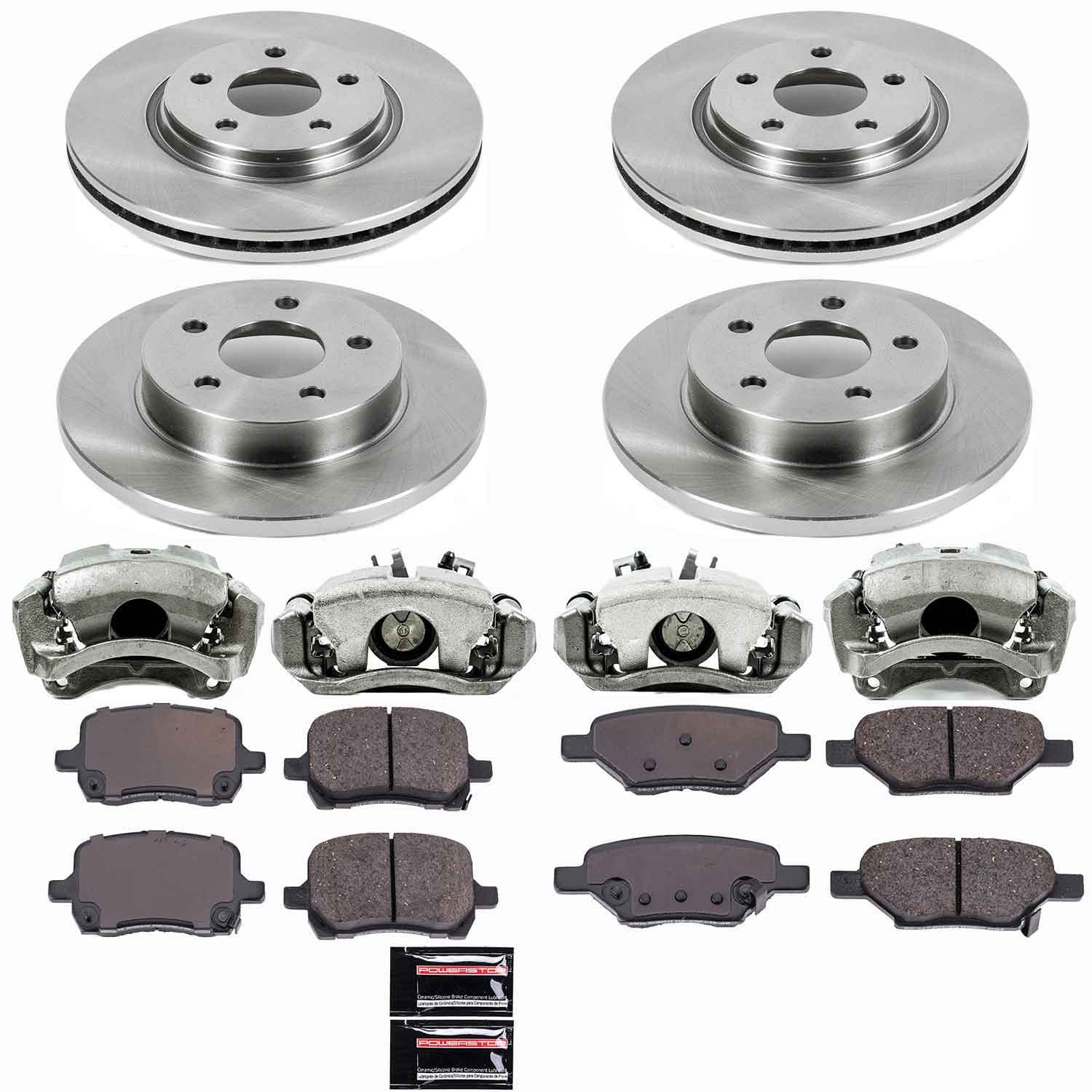 Power Stop - KCOE1612A - Front and Rear - Disc Brake Pad/Caliper and Rotor Kit image 1