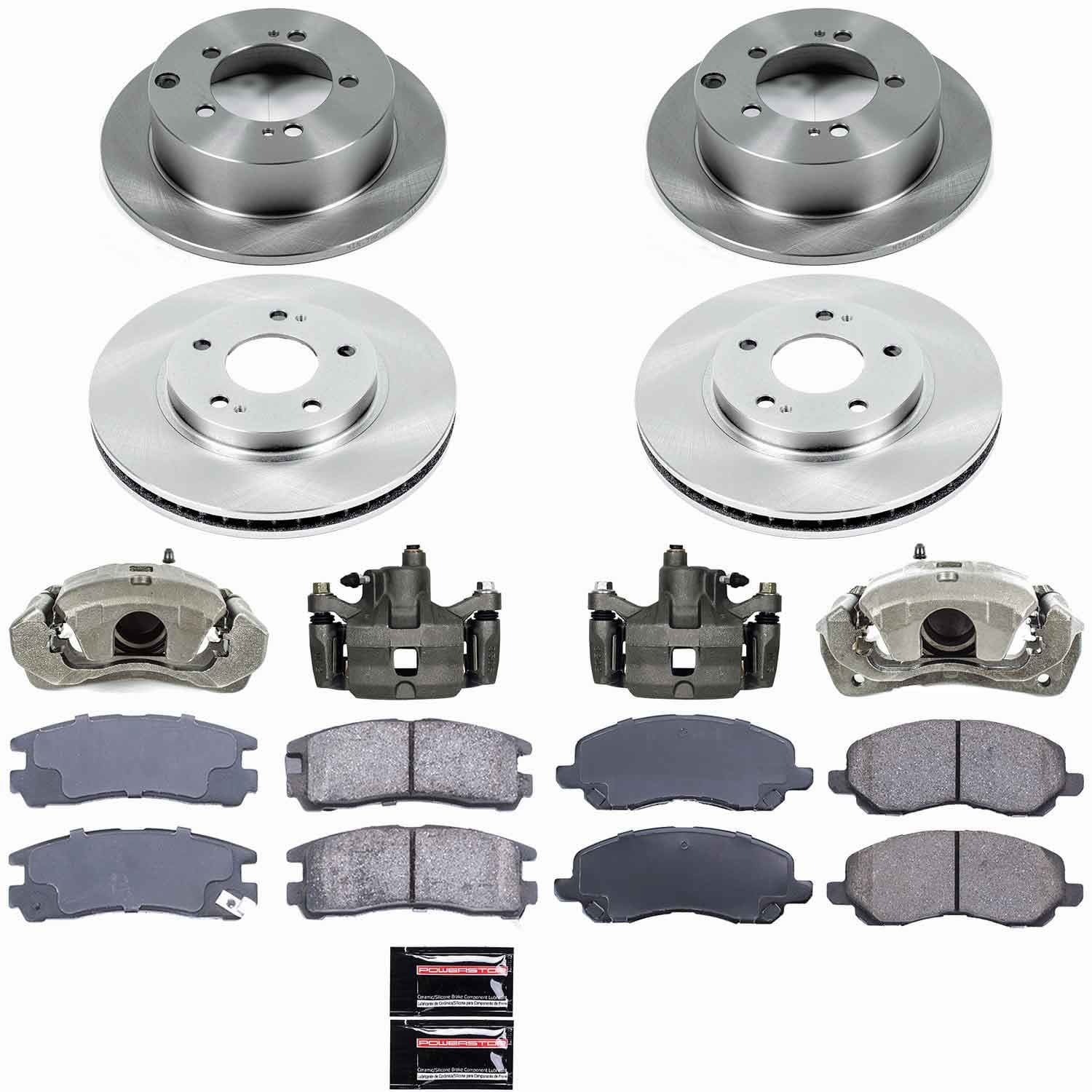 Power Stop - KCOE1683 - Front and Rear - Disc Brake Pad/Caliper and Rotor Kit image 1