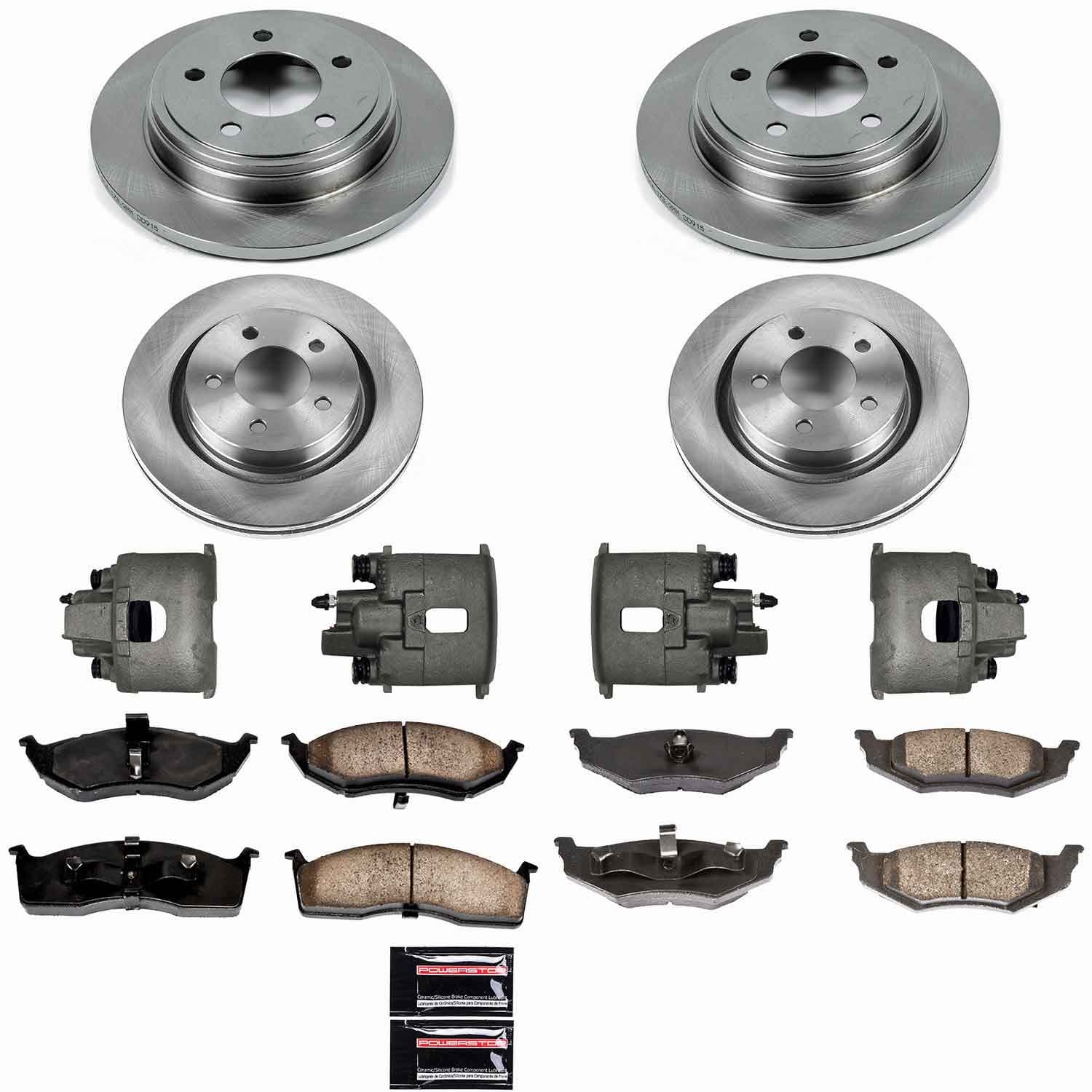 Power Stop - KCOE1701 - Front and Rear - Disc Brake Pad/Caliper and Rotor Kit image 1