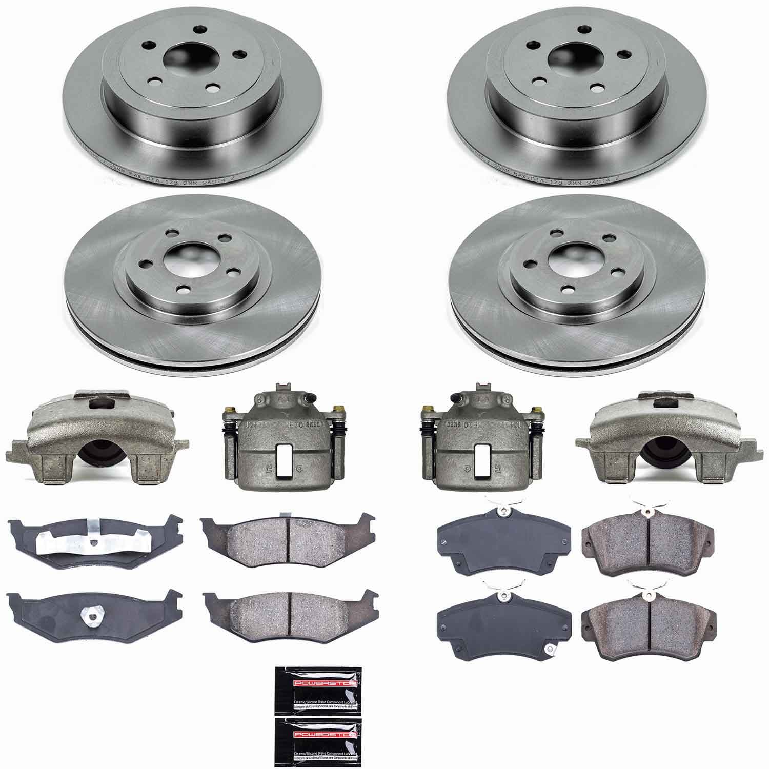 Power Stop - KCOE1705A - Front and Rear - Disc Brake Pad/Caliper and Rotor Kit image 1
