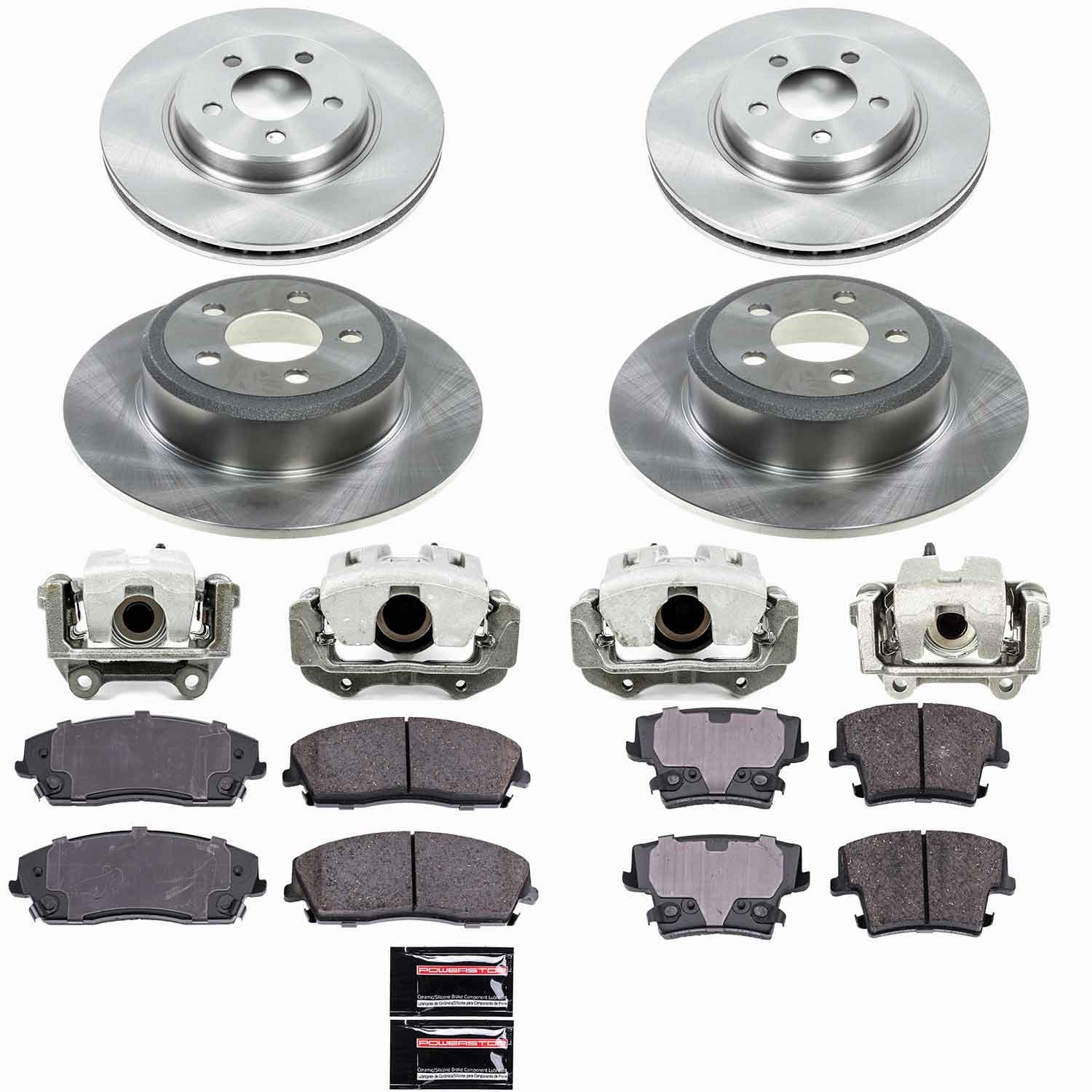 Power Stop - KCOE1715 - Front and Rear - Disc Brake Pad/Caliper and Rotor Kit image 1