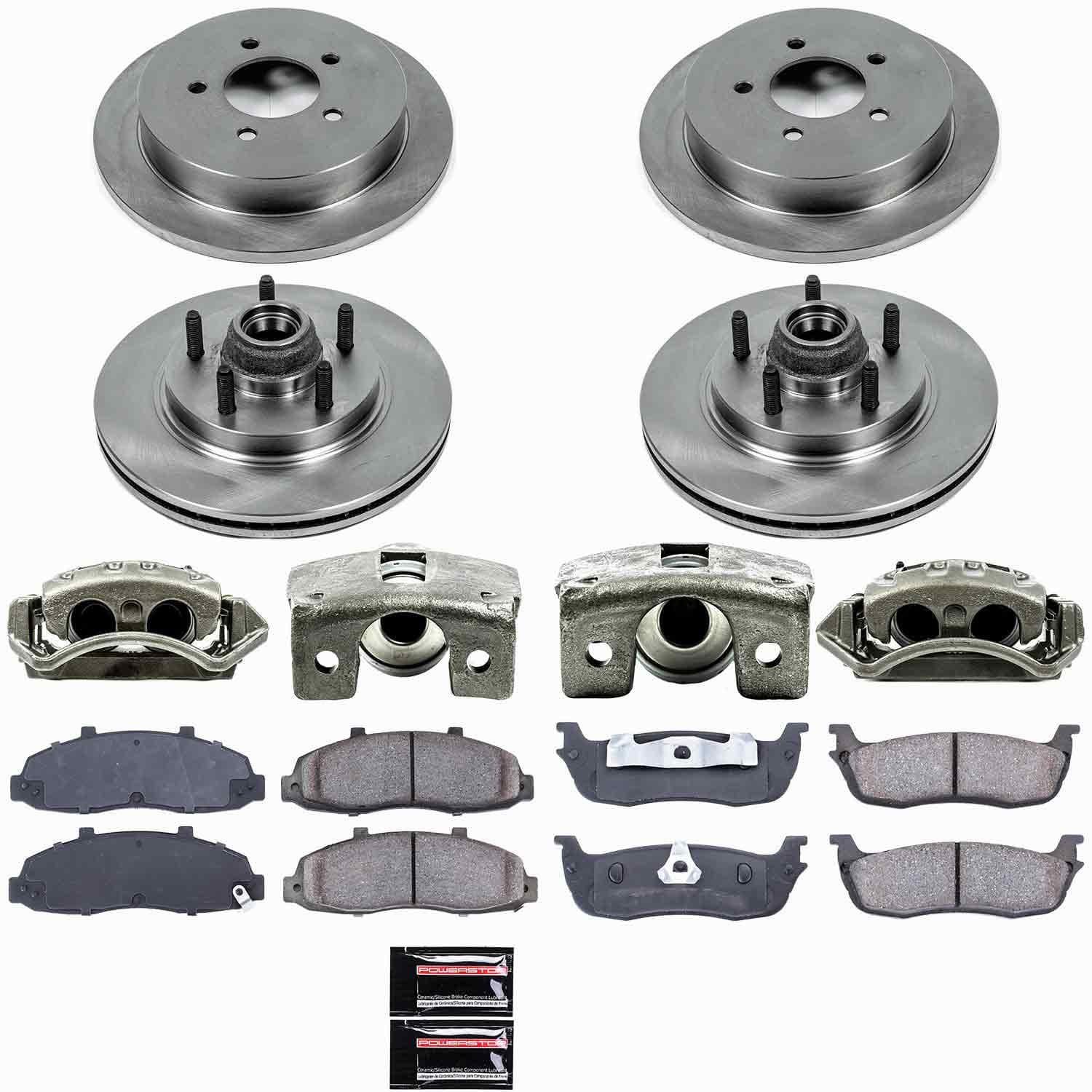 Power Stop - KCOE1915 - Front and Rear - Disc Brake Pad/Caliper and Rotor Kit image 1