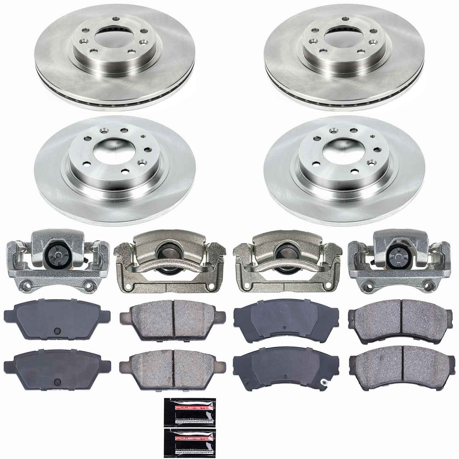 Power Stop - KCOE200 - Front and Rear - Disc Brake Pad/Caliper and Rotor Kit image 1