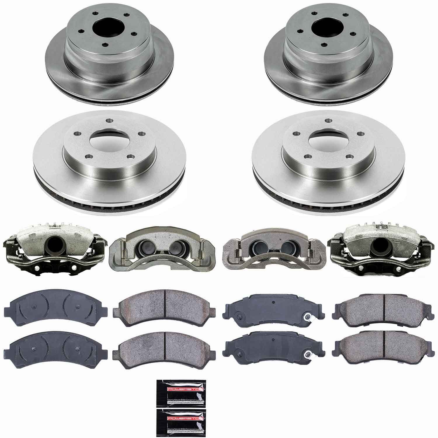 Power Stop - KCOE2005 - Front and Rear - Disc Brake Pad/Caliper and Rotor Kit image 1