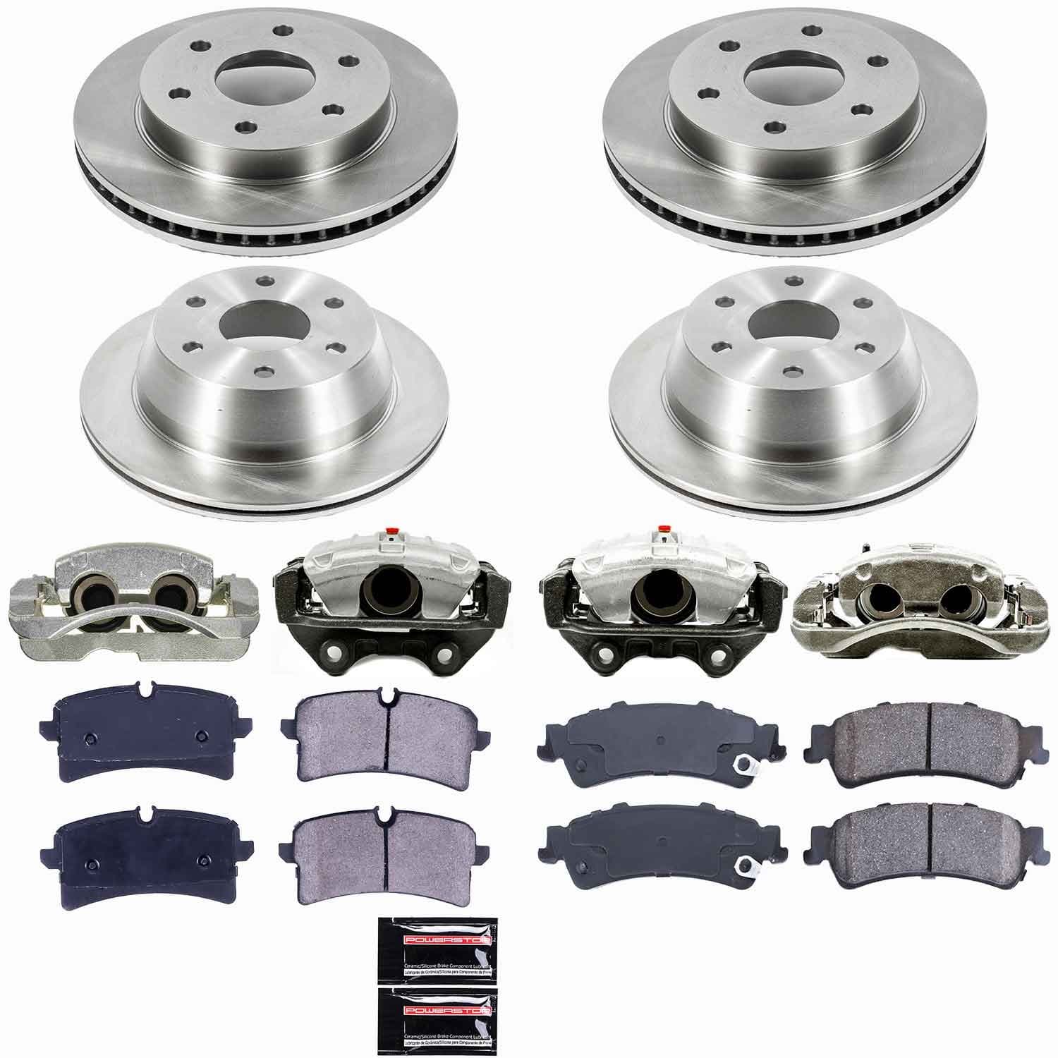 Power Stop - KCOE2010A - Front and Rear - Disc Brake Pad/Caliper and Rotor Kit image 1
