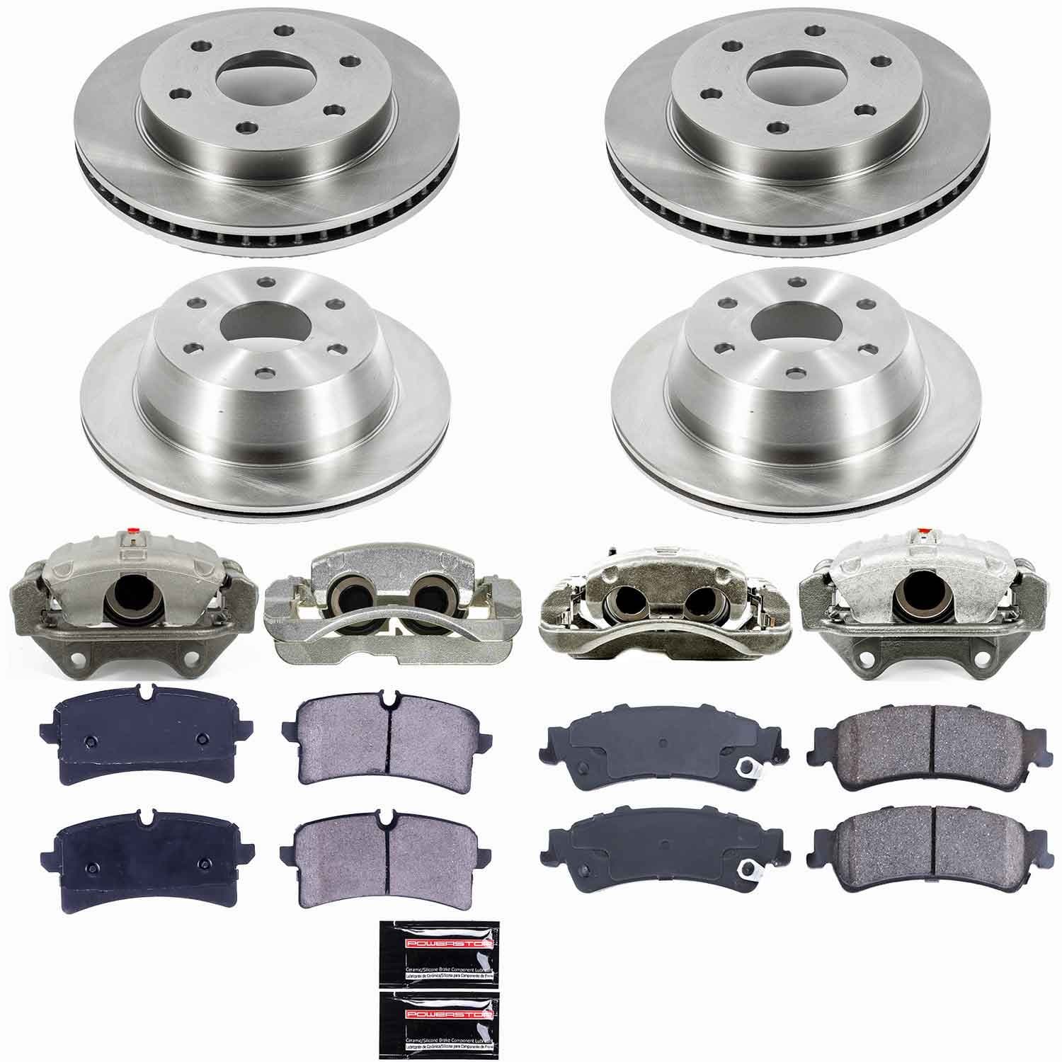 Power Stop - KCOE2010B - Front and Rear - Disc Brake Pad/Caliper and Rotor Kit image 1