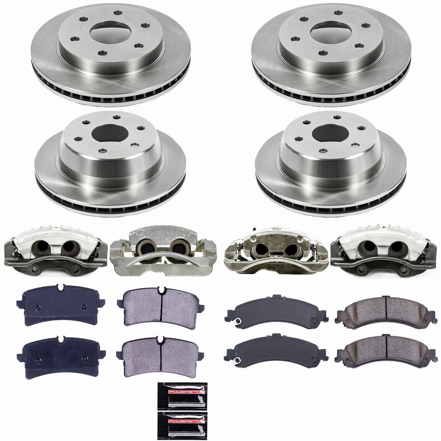 Power Stop - KCOE2015 - Front and Rear - Disc Brake Pad/Caliper and Rotor Kit image 1