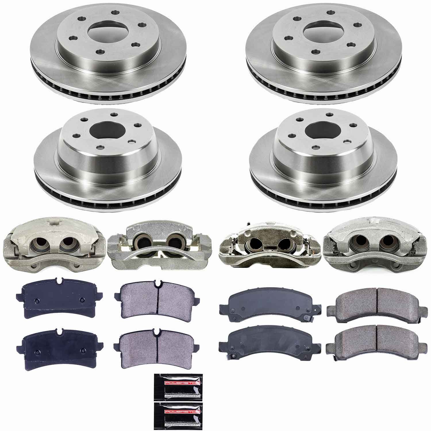 Power Stop - KCOE2016 - Front and Rear - Disc Brake Pad/Caliper and Rotor Kit image 1