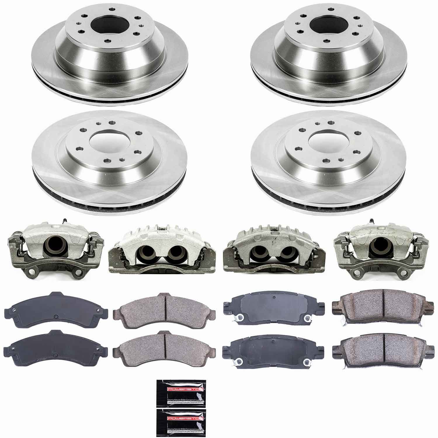 Power Stop - KCOE2058 - Front and Rear - Disc Brake Pad/Caliper and Rotor Kit image 1