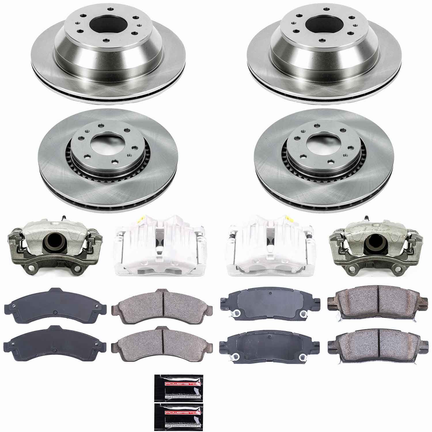 Power Stop - KCOE2062 - Front and Rear - Disc Brake Pad/Caliper and Rotor Kit image 1