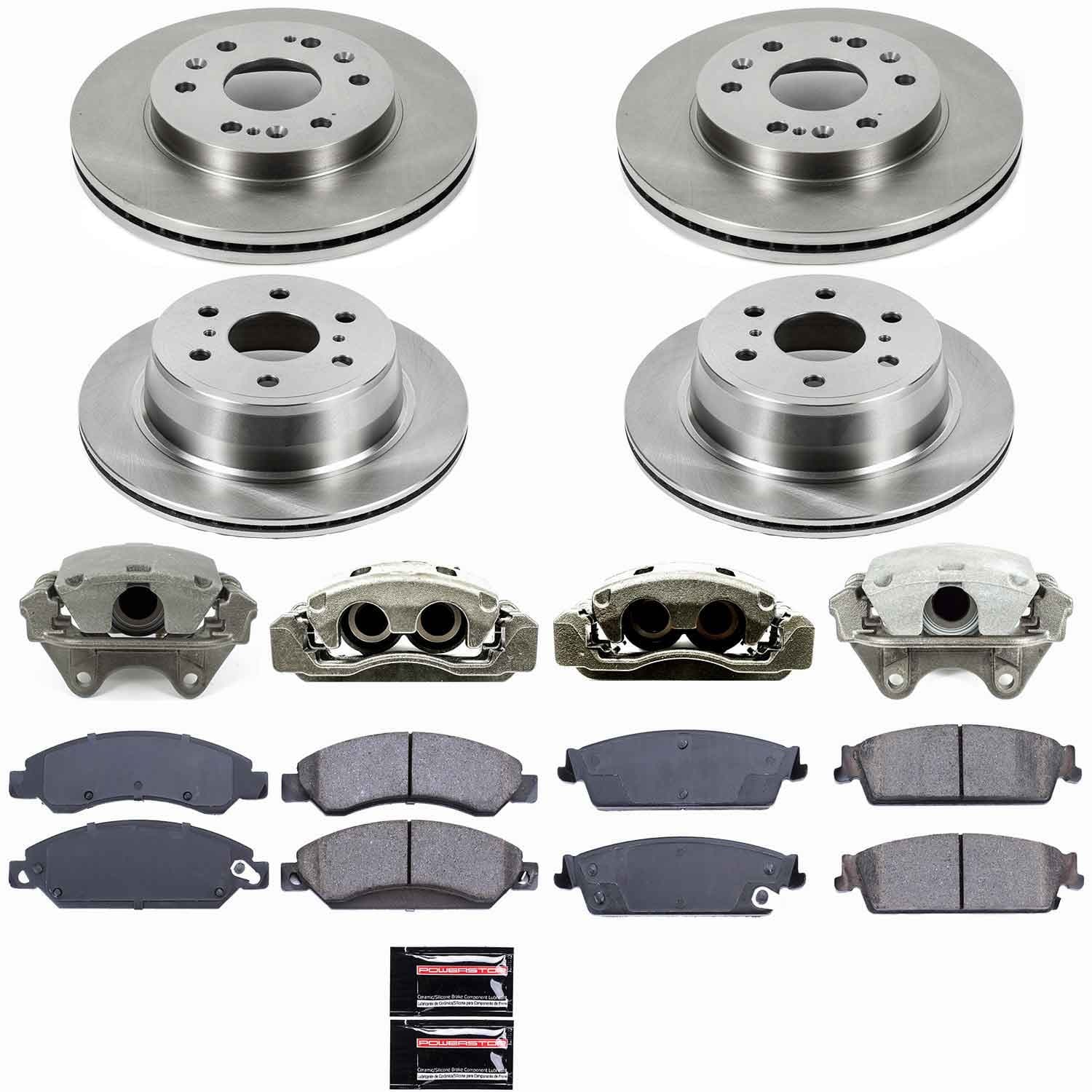 Power Stop - KCOE2068 - Front and Rear - Disc Brake Pad/Caliper and Rotor Kit image 1