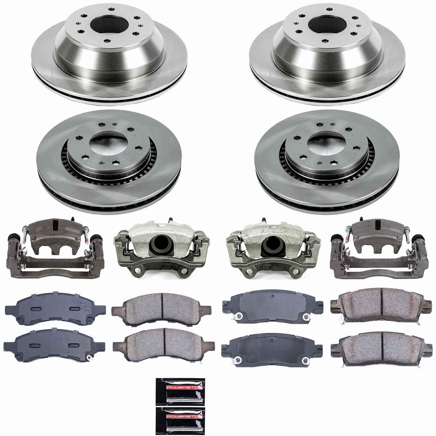 Power Stop - KCOE2085B - Front and Rear - Disc Brake Pad/Caliper and Rotor Kit image 1