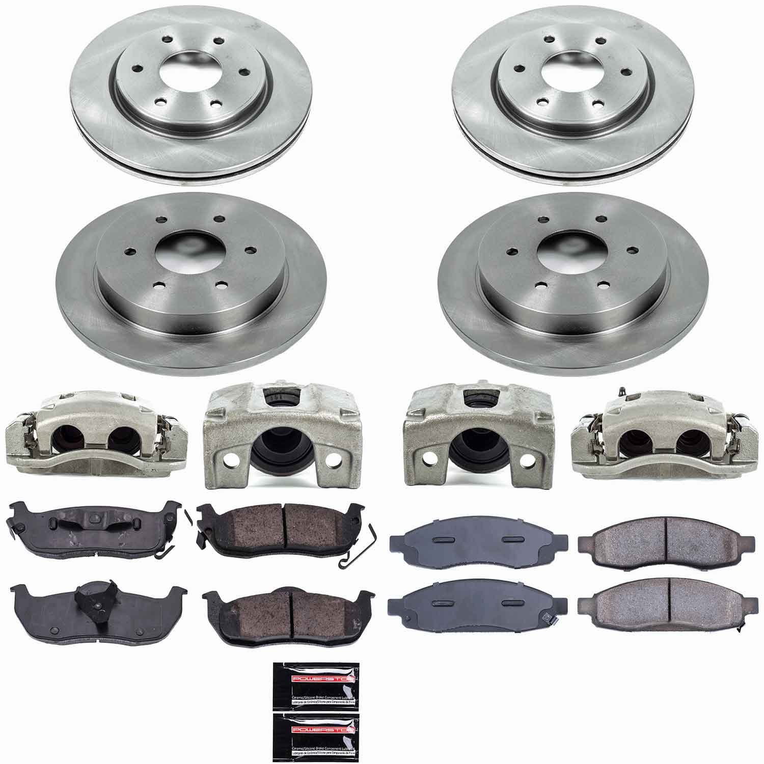 Power Stop - KCOE212 - Front and Rear - Disc Brake Pad/Caliper and Rotor Kit image 1
