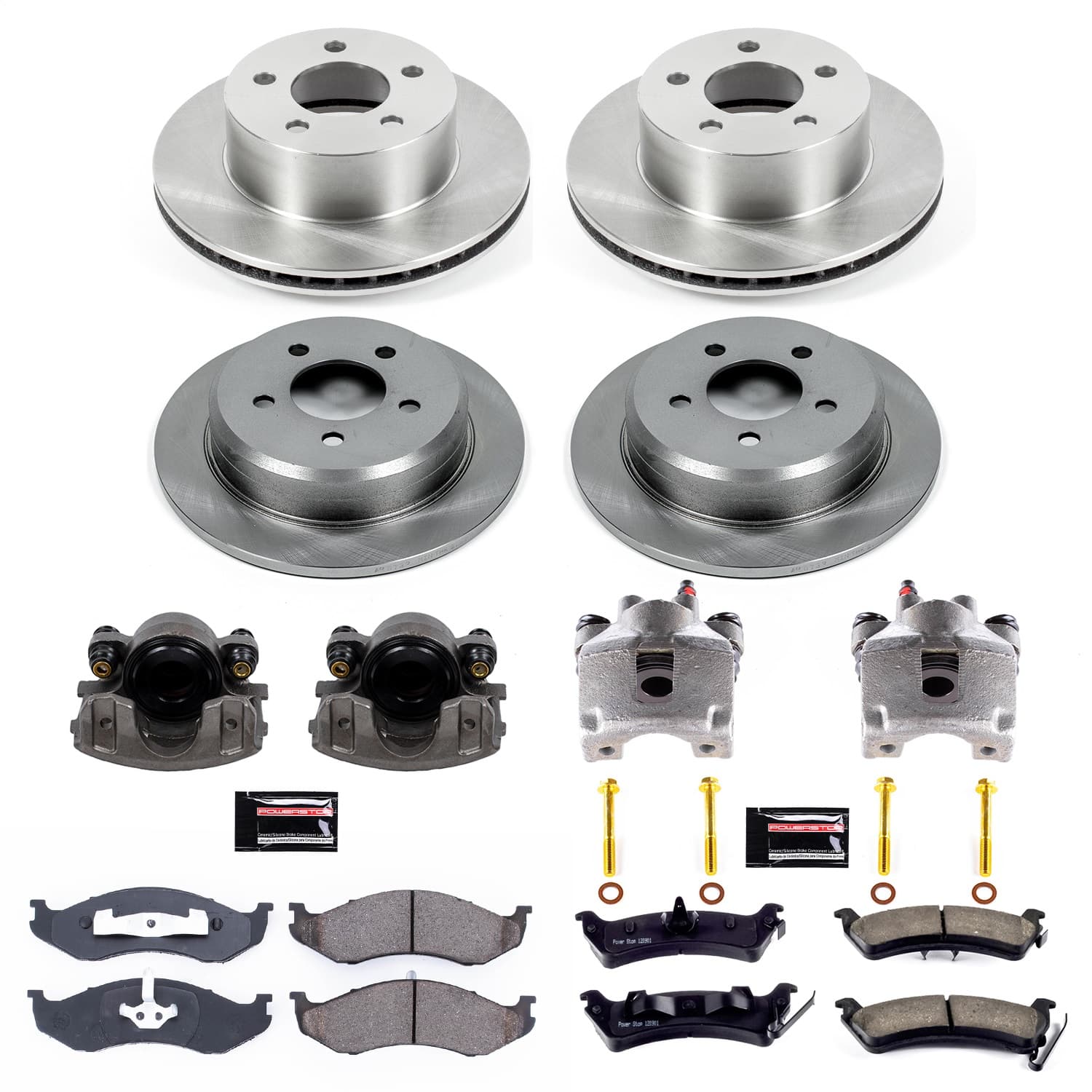 Power Stop - KCOE2121 - Front and Rear - Disc Brake Pad/Caliper and Rotor Kit image 1
