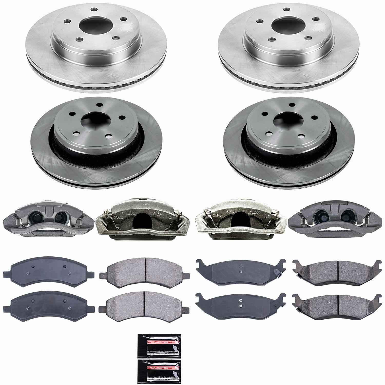 Power Stop - KCOE2164A - Front and Rear - Disc Brake Pad/Caliper and Rotor Kit image 1