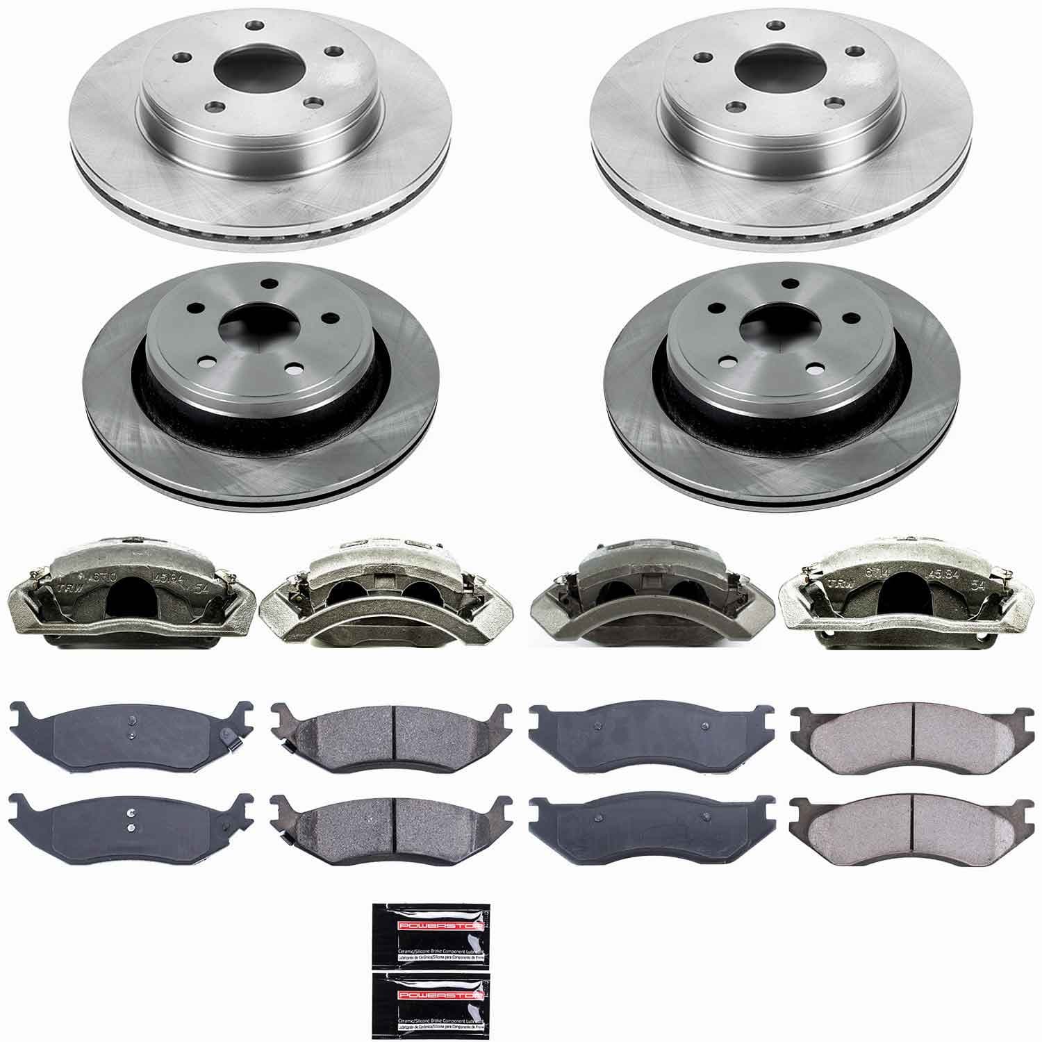 Power Stop - KCOE2168 - Front and Rear - Disc Brake Pad/Caliper and Rotor Kit image 1