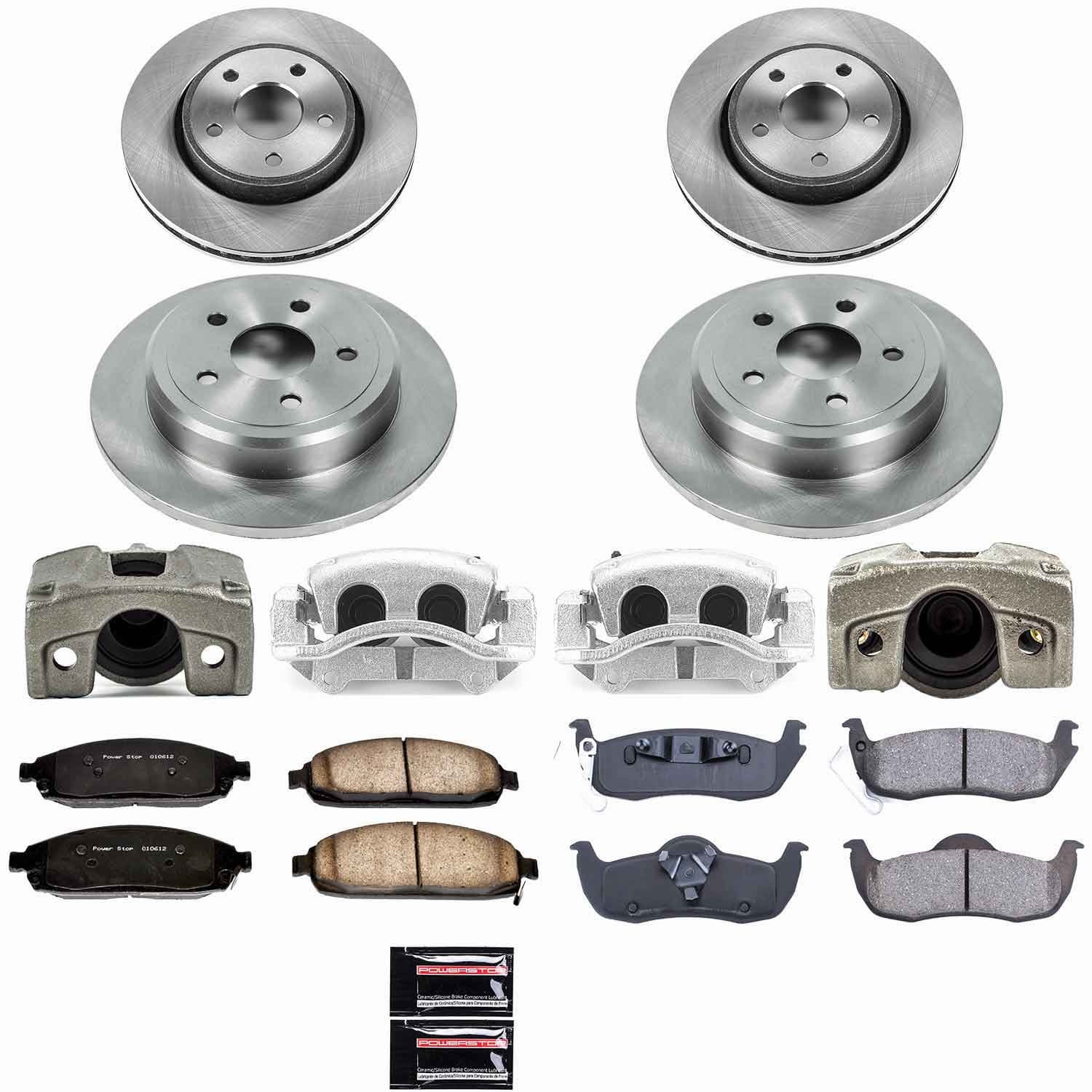 Power Stop - KCOE2220 - Front and Rear - Disc Brake Pad/Caliper and Rotor Kit image 1