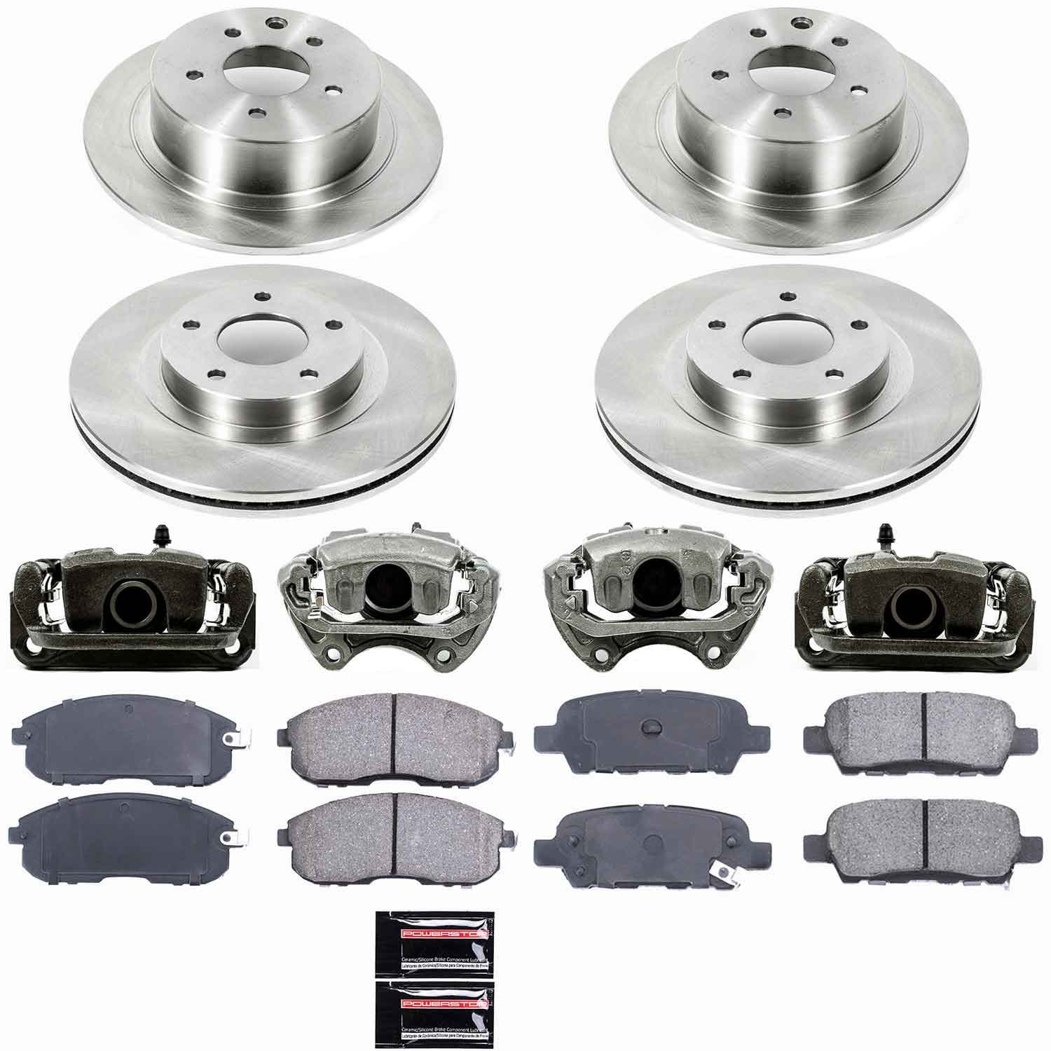 Power Stop - KCOE2283 - Front and Rear - Disc Brake Pad/Caliper and Rotor Kit image 1