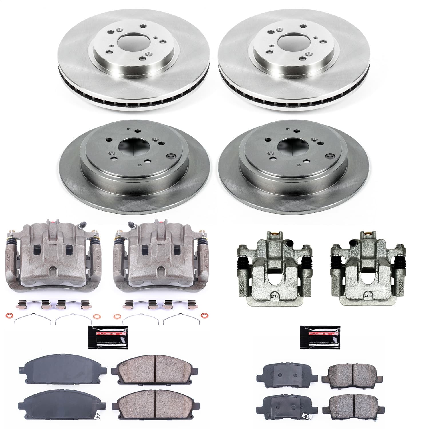 Power Stop - KCOE2291 - Front and Rear - Disc Brake Pad/Caliper and Rotor Kit image 1