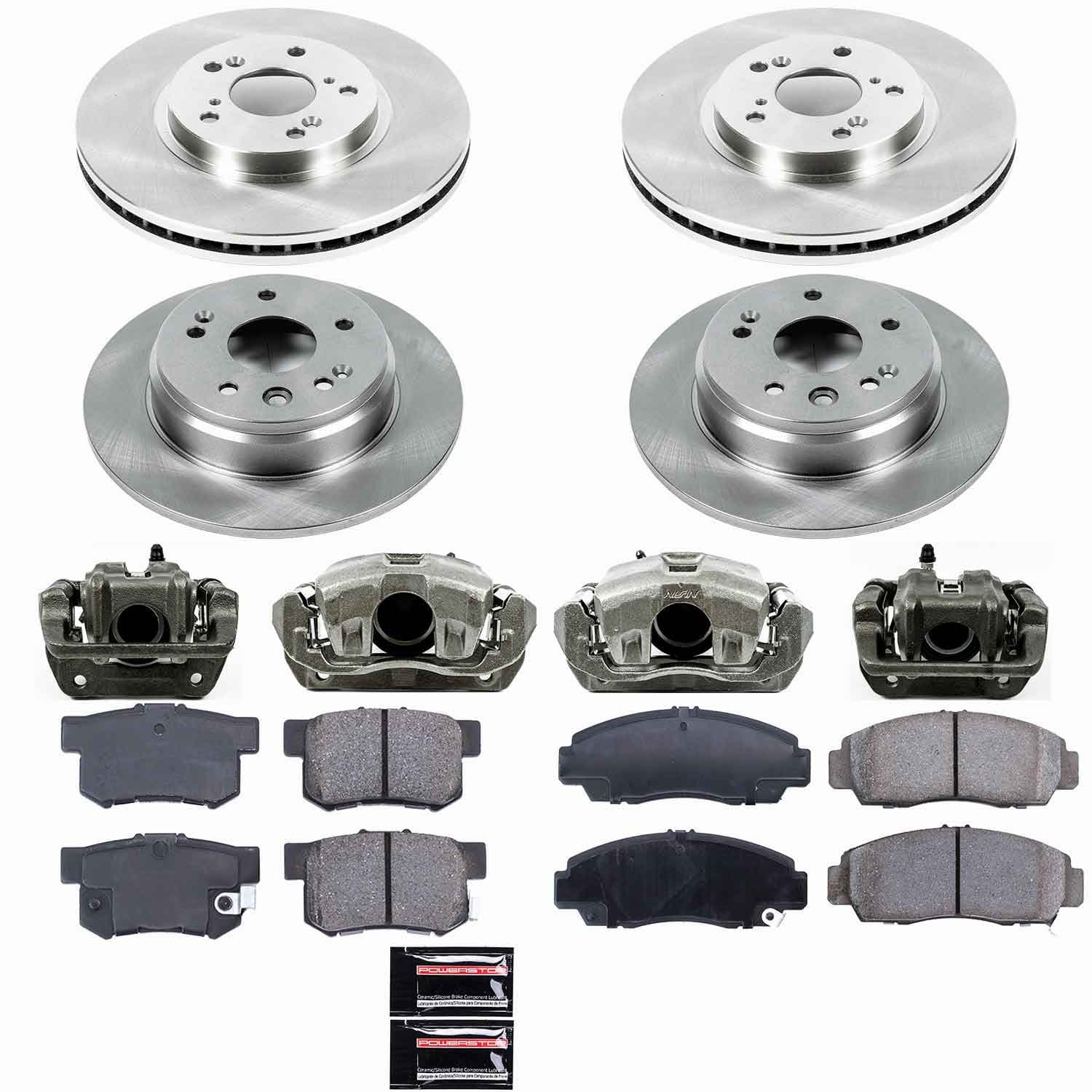 Power Stop - KCOE2295 - Front and Rear - Disc Brake Pad/Caliper and Rotor Kit image 1