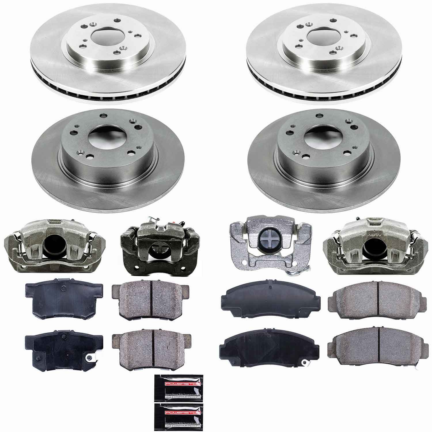 Power Stop - KCOE2297 - Front and Rear - Disc Brake Pad/Caliper and Rotor Kit image 1