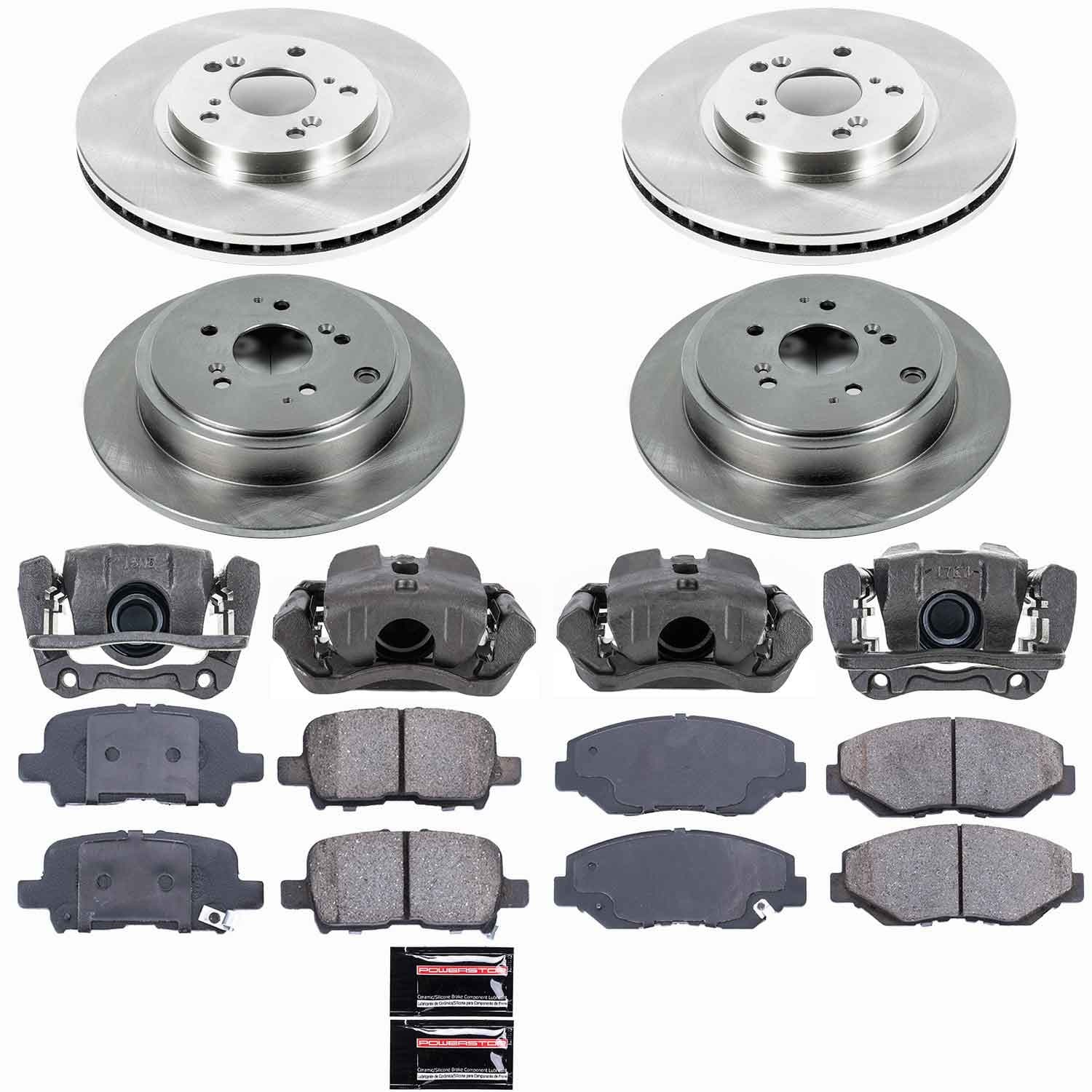 Power Stop - KCOE2303 - Front and Rear - Disc Brake Pad/Caliper and Rotor Kit image 1
