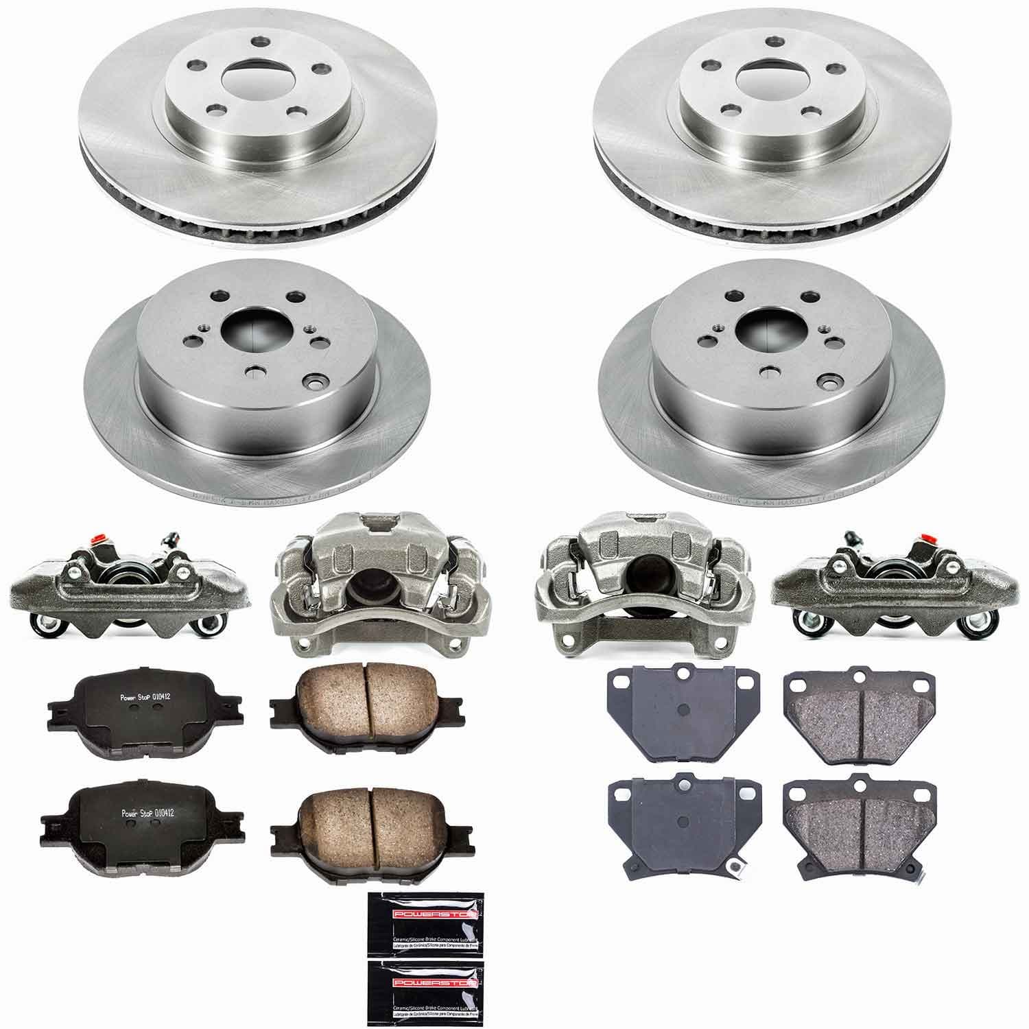 Power Stop - KCOE2314A - Front and Rear - Disc Brake Pad/Caliper and Rotor Kit image 1